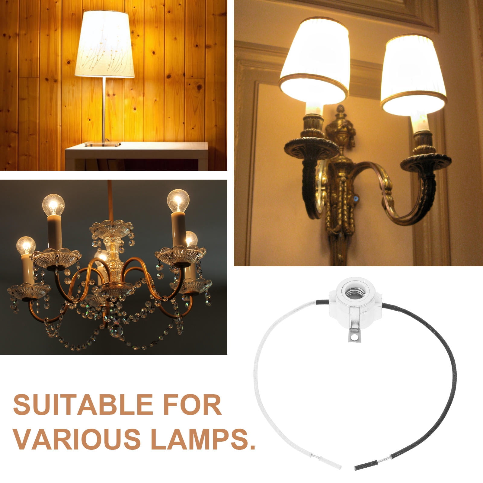 SWETRACE 1Set Ceramic Light Socket Multi Color for Residential Use Lamp Socket 11.8X1.6X0.9In - Image 3