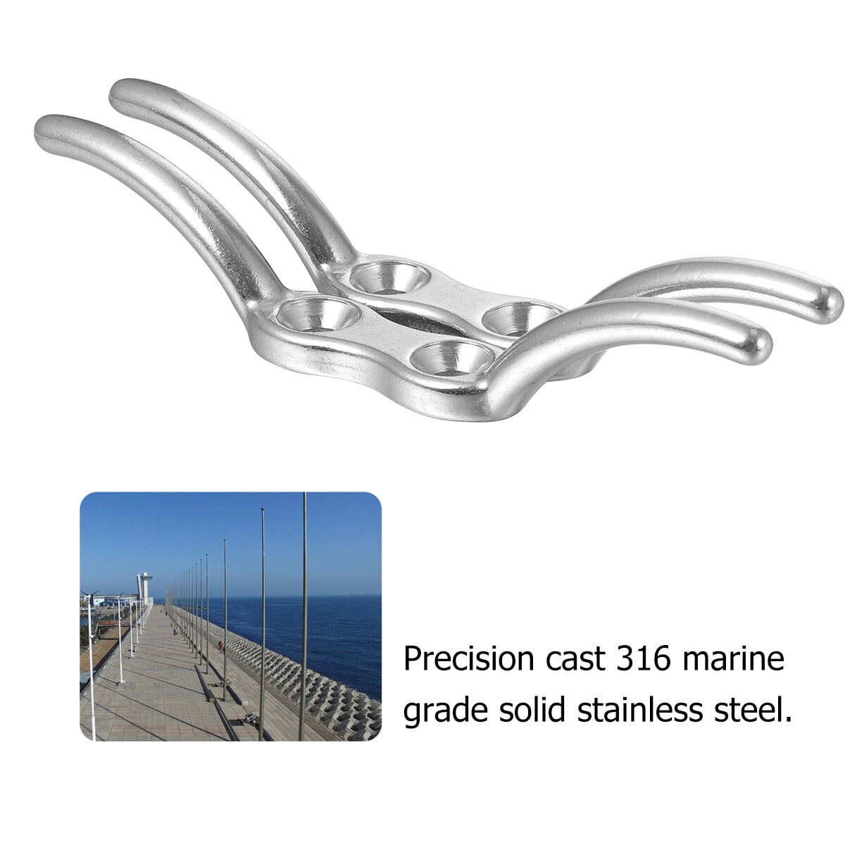 SWETRACE 2Pcs Silver Cleat for Boat Accessories Marine Latches 11Cm 4 Inches Stainless Steel - Image 8