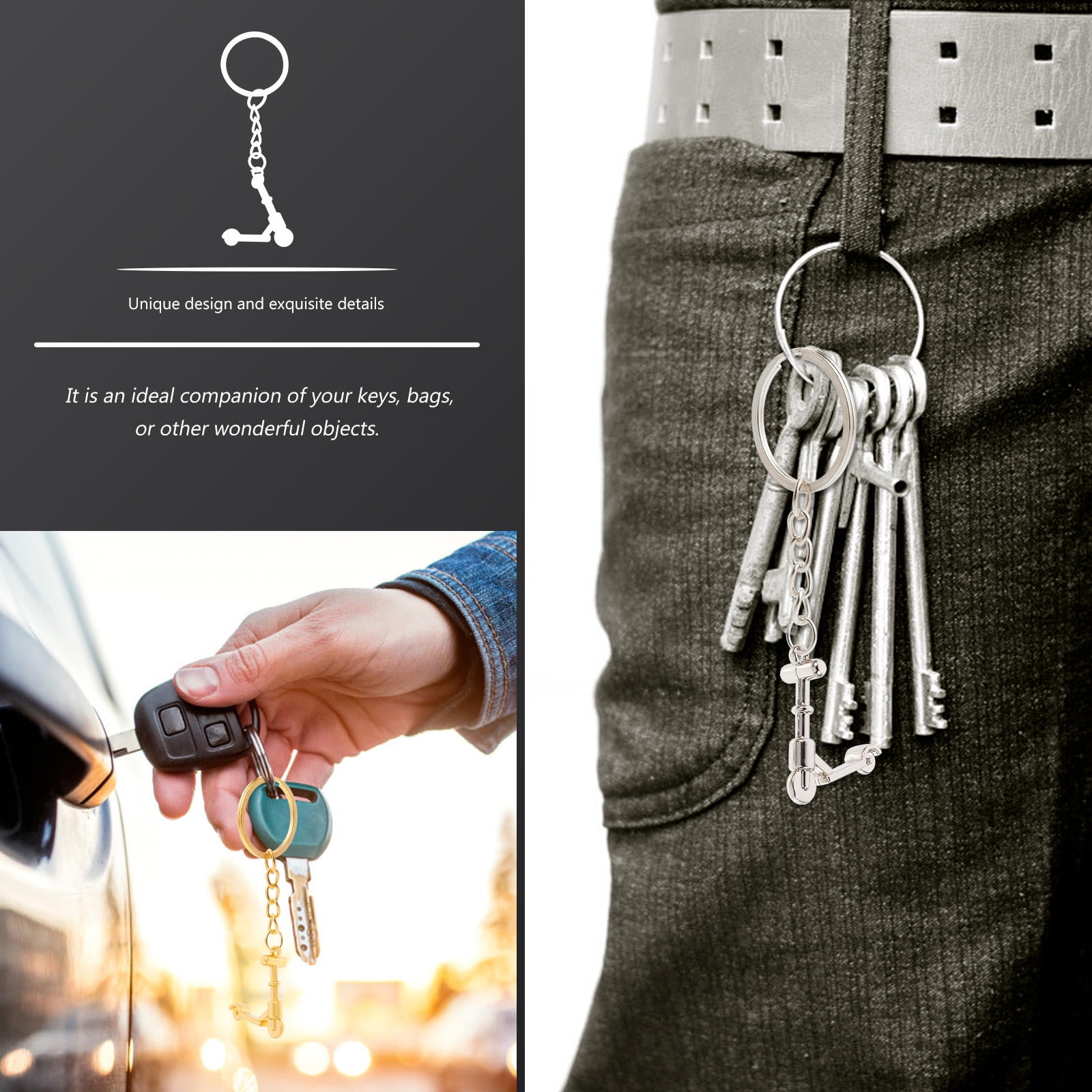 SWETRACE Mini Scooter Shaped Keychains 3Pcs Zinc Alloy Handbag Purse Car Decorations Christmas New Year - Image 2