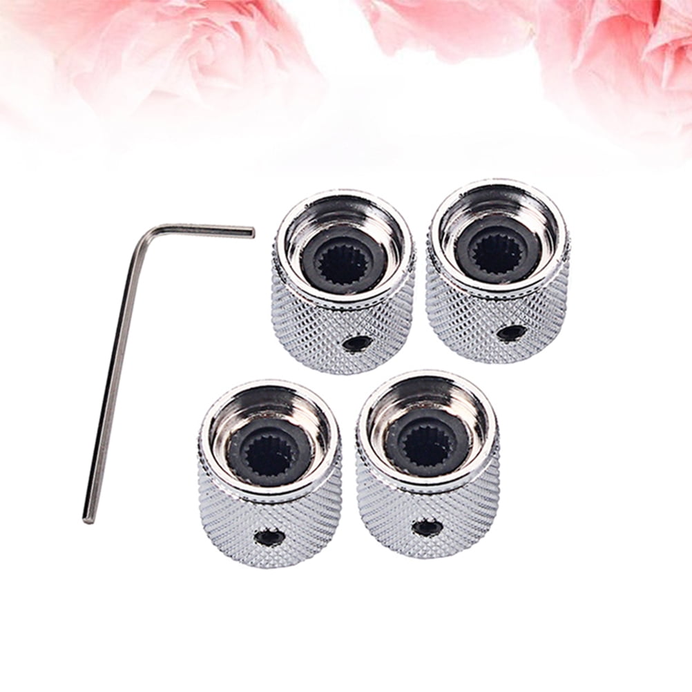 SWETRACE 4Pcs Metal Hexagon Knobs for Guitar Volume Control Silver 1.8 x 1.8 x 0.73in - Image 1