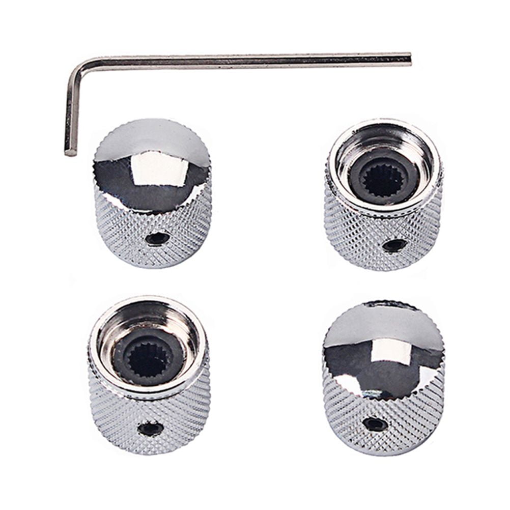 SWETRACE 4Pcs Metal Hexagon Knobs for Guitar Volume Control Silver 1.8 x 1.8 x 0.73in - Image 2