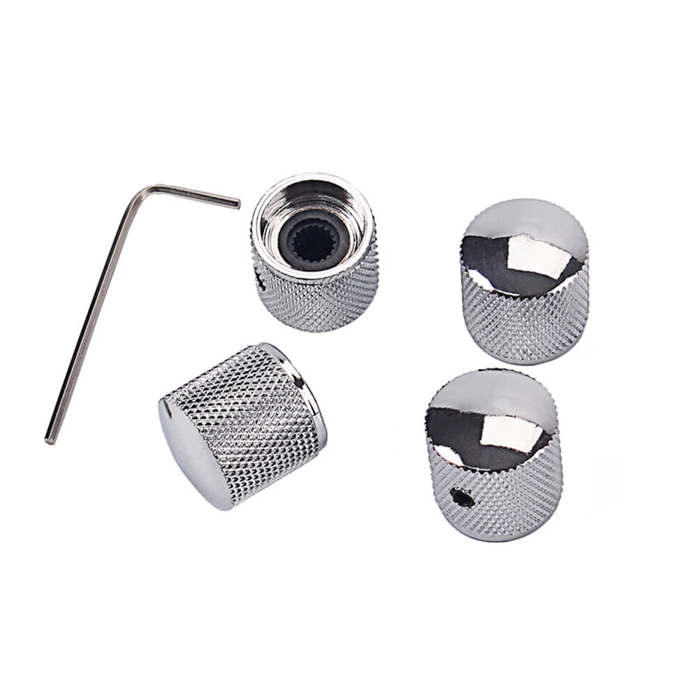 SWETRACE 4Pcs Metal Hexagon Knobs for Guitar Volume Control Silver 1.8 x 1.8 x 0.73in - Image 3