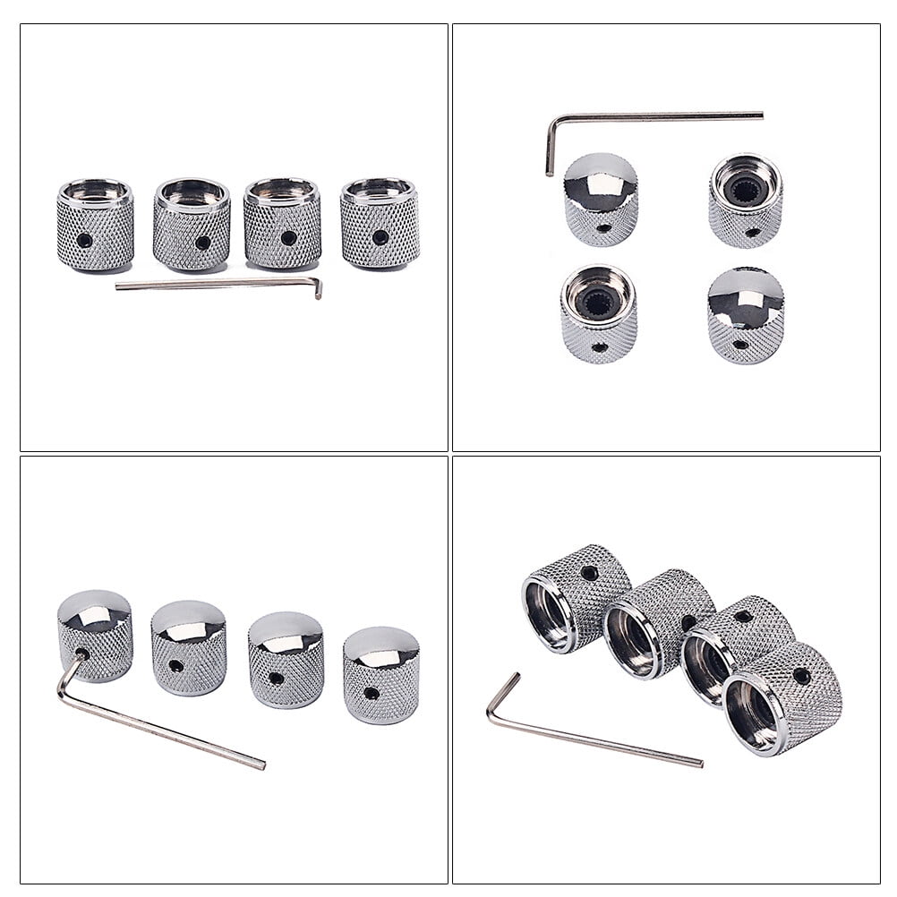 SWETRACE 4Pcs Metal Hexagon Knobs for Guitar Volume Control Silver 1.8 x 1.8 x 0.73in - Image 8