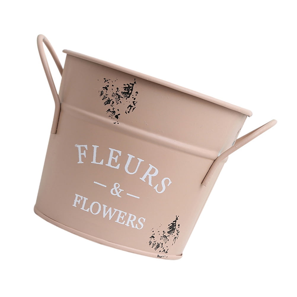 SWETRACE 1Pack Galvanized Bucket Planter in Pink for Outdoor and Indoor Decor 13X4.1In - Image 1