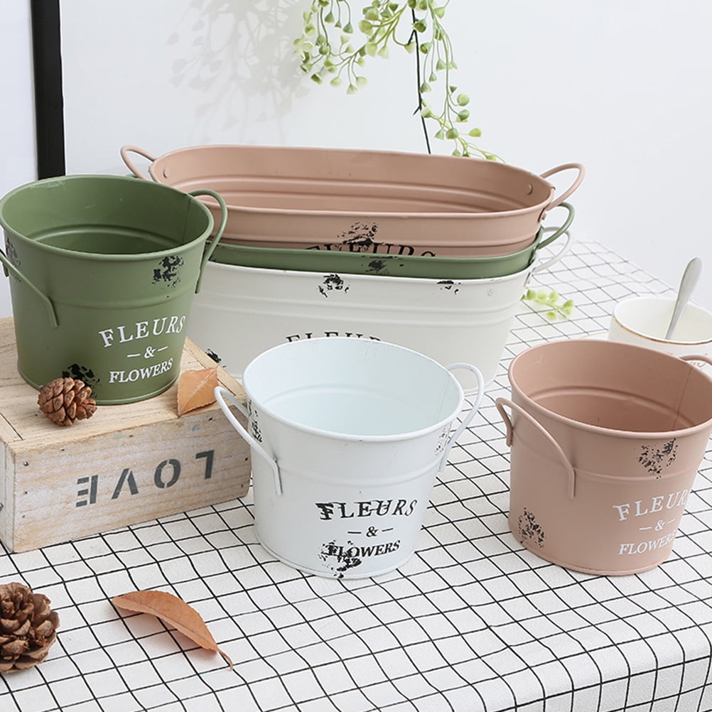 SWETRACE 1Pack Galvanized Bucket Planter in Pink for Outdoor and Indoor Decor 13X4.1In - Image 3