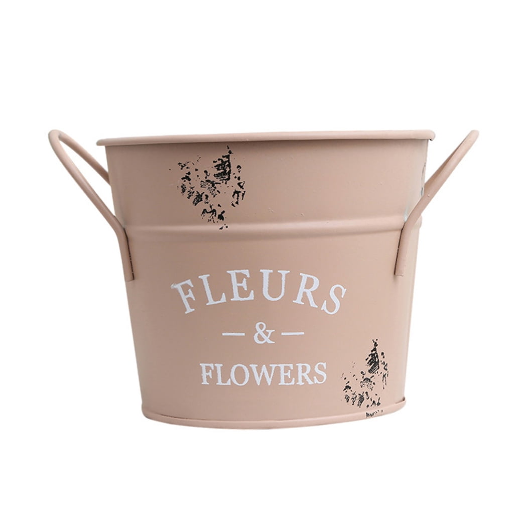 SWETRACE 1Pack Galvanized Bucket Planter in Pink for Outdoor and Indoor Decor 13X4.1In - Image 5