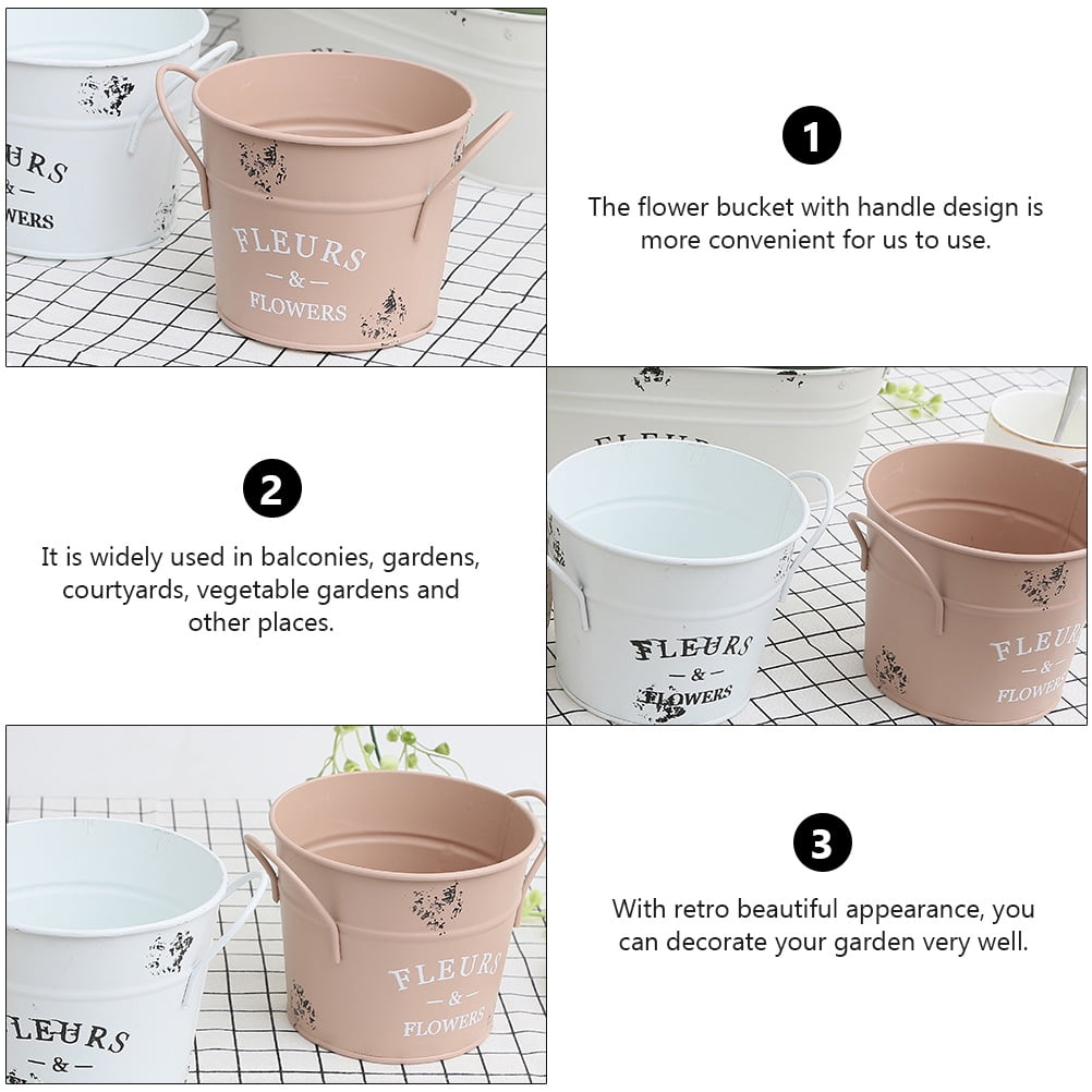 SWETRACE 1Pack Galvanized Bucket Planter in Pink for Outdoor and Indoor Decor 13X4.1In - Image 7