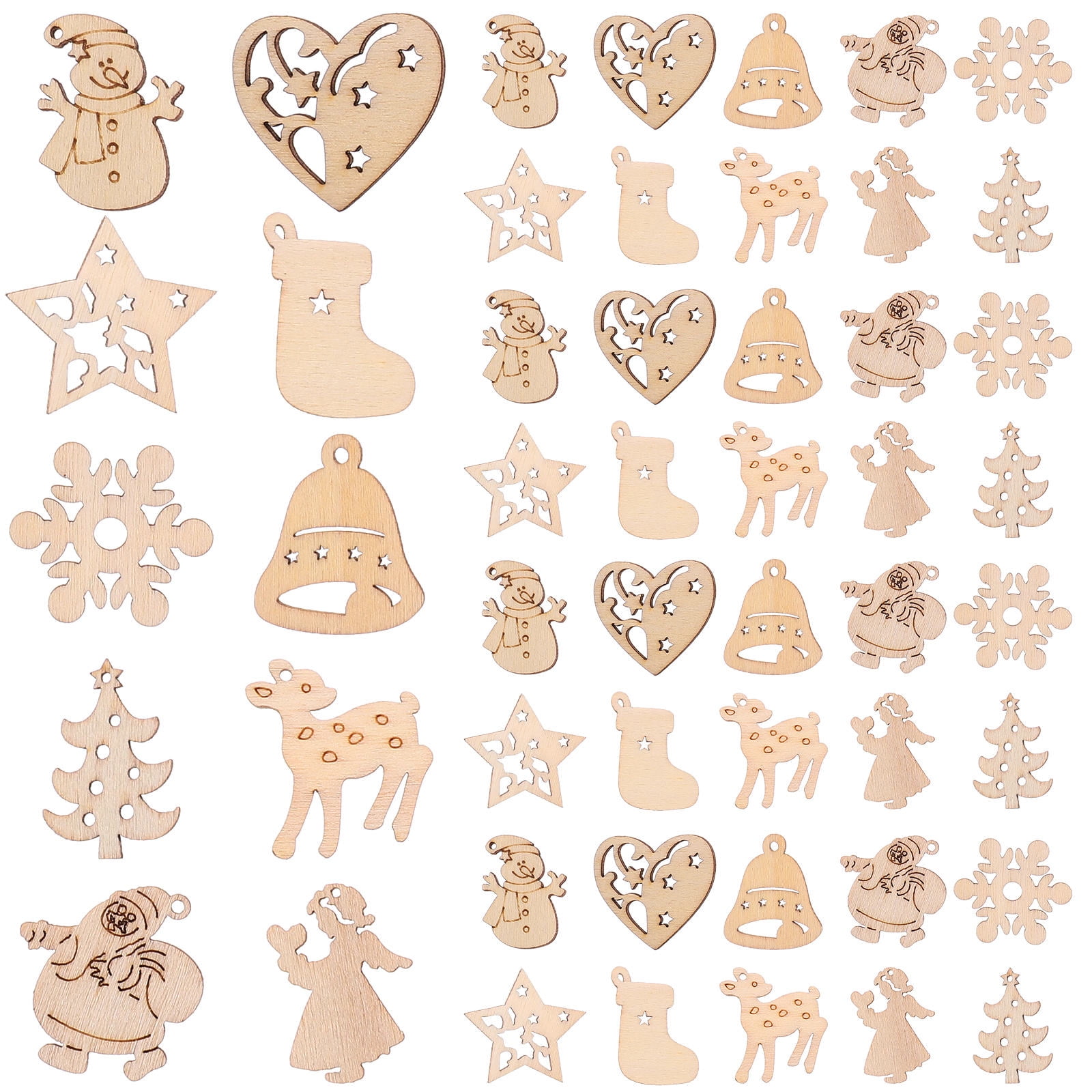 SWETRACE 100Pcs Small Wood Holiday Cutouts Unfinished Wood Slices Diy Wood Chips For Christmas Decorations - Image 1