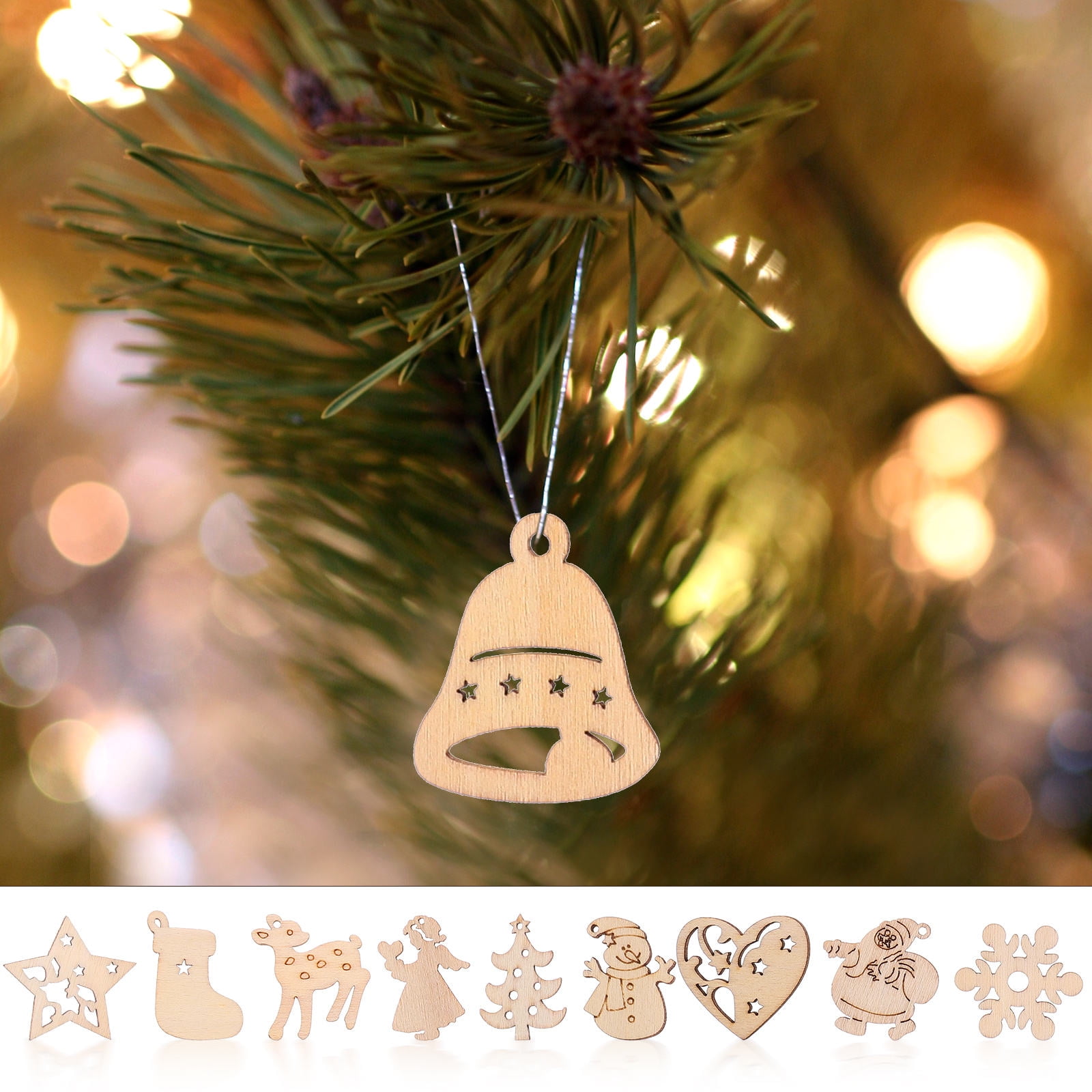 SWETRACE 100Pcs Small Wood Holiday Cutouts Unfinished Wood Slices Diy Wood Chips For Christmas Decorations - Image 3