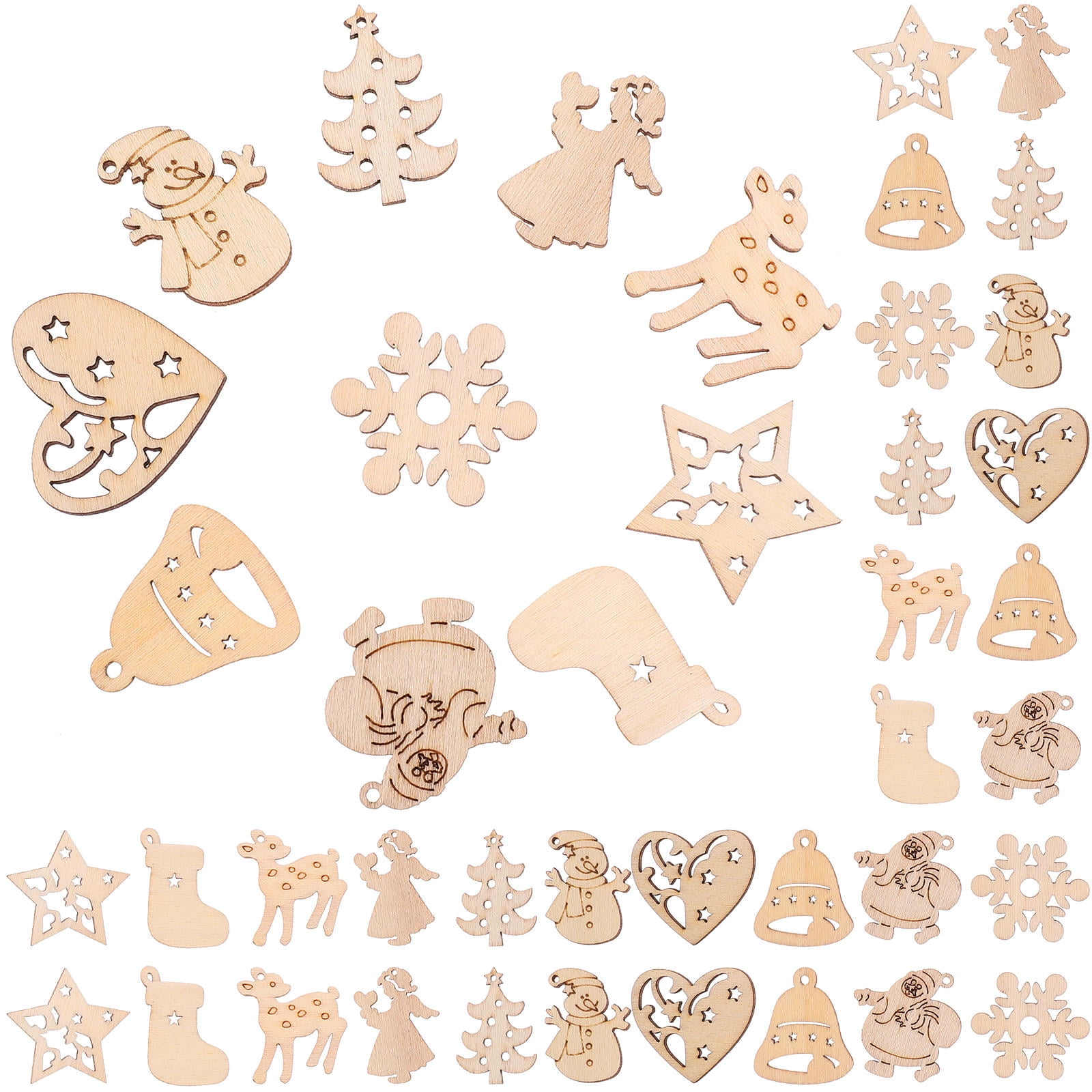 SWETRACE 100Pcs Small Wood Holiday Cutouts Unfinished Wood Slices Diy Wood Chips For Christmas Decorations - Image 4