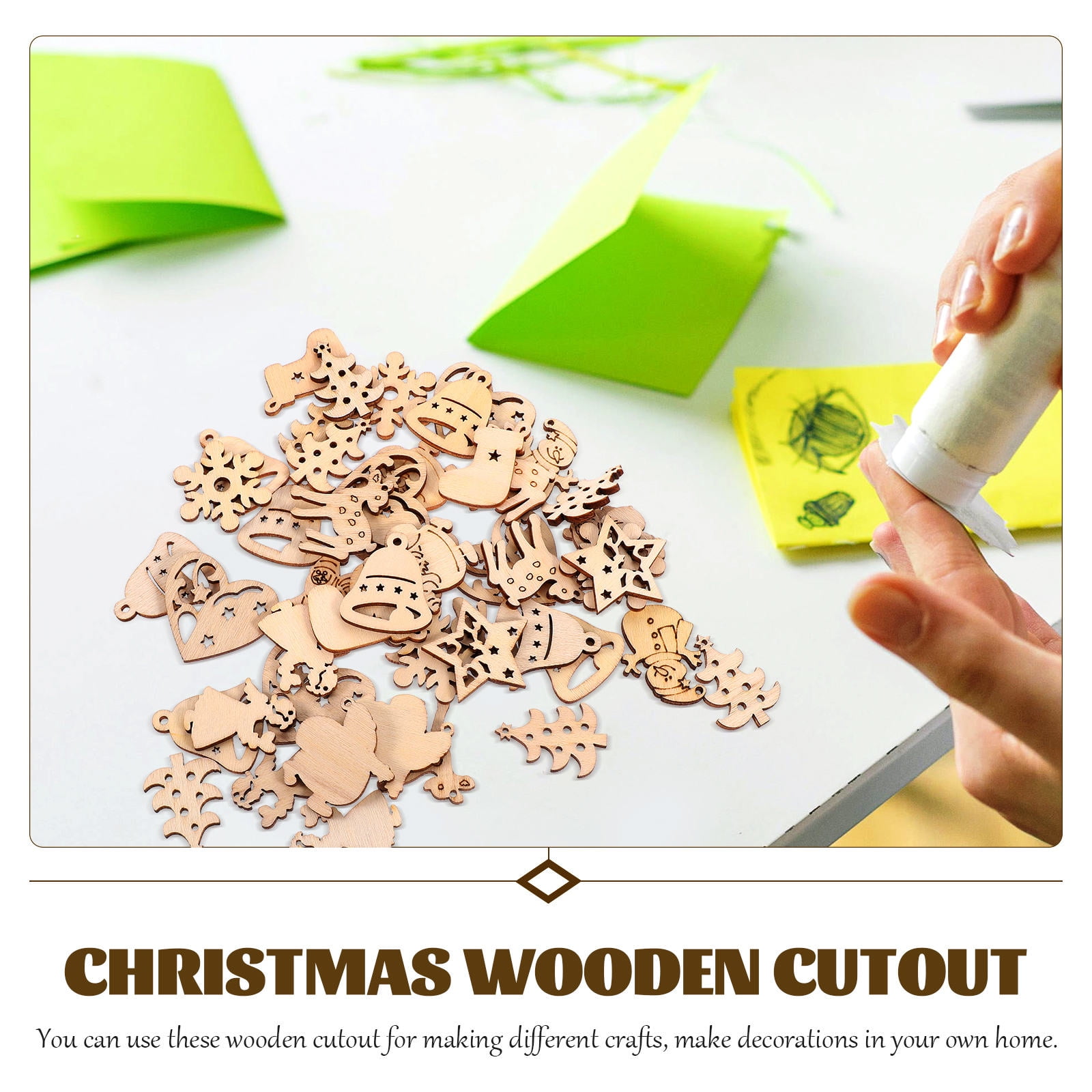 SWETRACE 100Pcs Small Wood Holiday Cutouts Unfinished Wood Slices Diy Wood Chips For Christmas Decorations - Image 8
