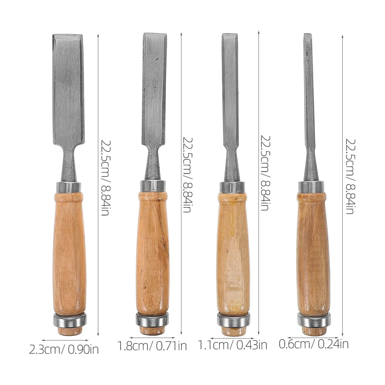 SWETRACE 4Pcs Flat Chisel Woodworking Tool Set for Shaping and Sculpting 8.9X0.2X0.2in - Image 2