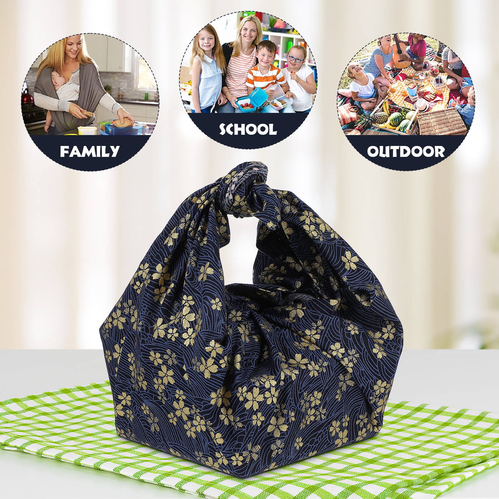 SWETRACE Square Japanese Style Wrapping Cloth Blue 1Pack 27.6x27.6in - Image 3