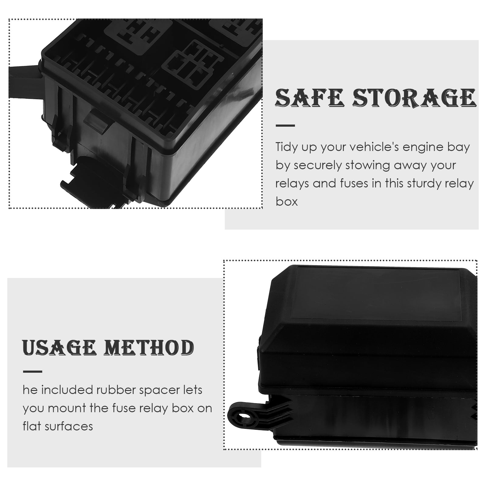 SWETRACE Black Rectangular Fuse Relay Box with Sturdy Design for Automotive Relay 1Pcs - Image 2