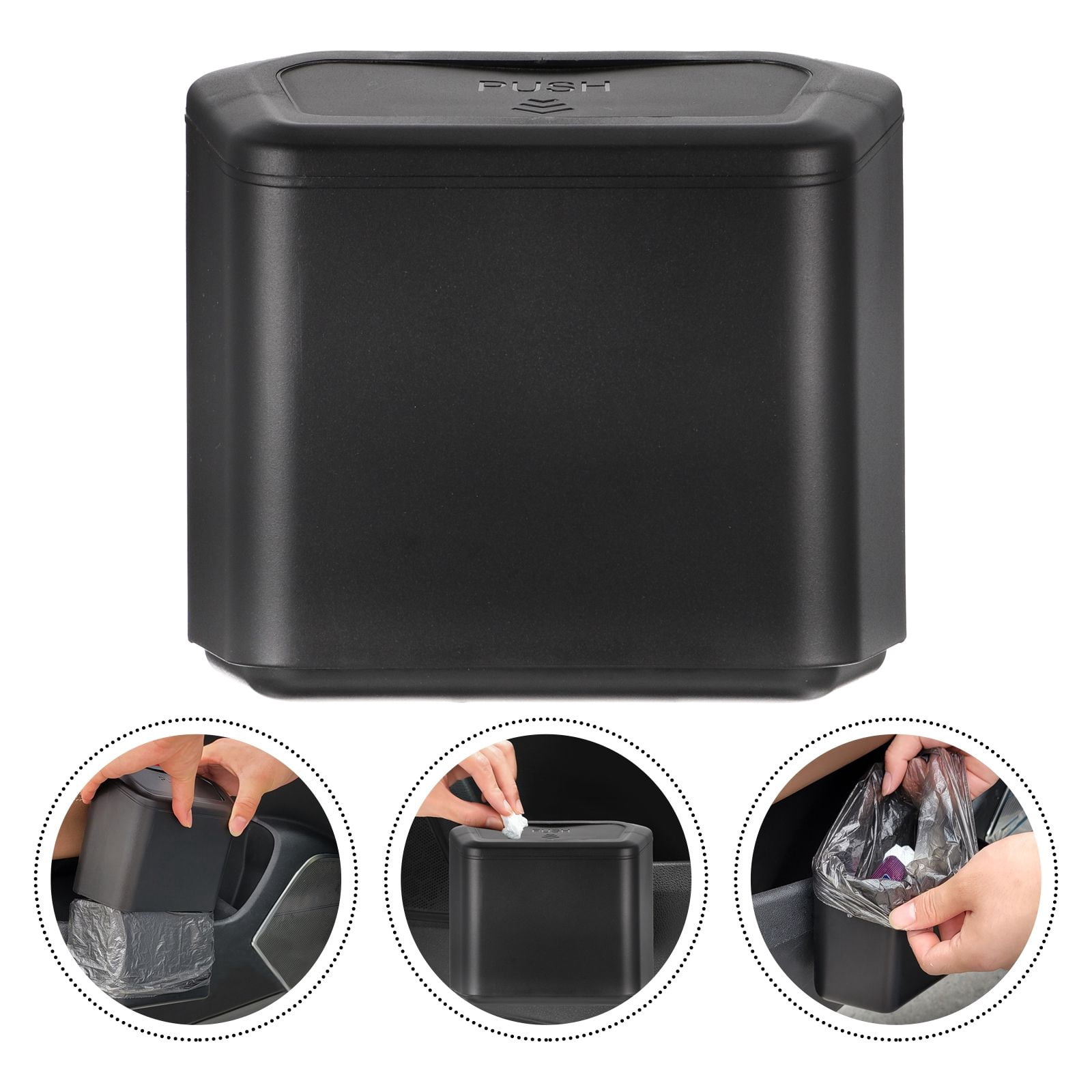 SWETRACE 1Set Trash Holder for Car Rectangular Black Plastic with for Drivers - Image 6