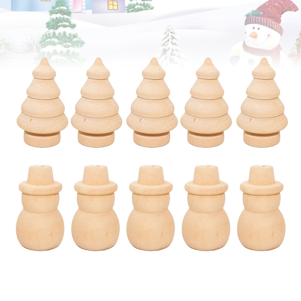 SWETRACE 20Pcs Diy Wooden Dolls Craft Mini Ornaments Light Yellow Snowman Figurines Miniature For Children - Image 3