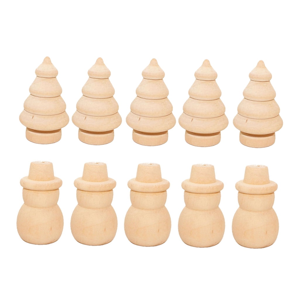 SWETRACE 20Pcs Diy Wooden Dolls Craft Mini Ornaments Light Yellow Snowman Figurines Miniature For Children - Image 4