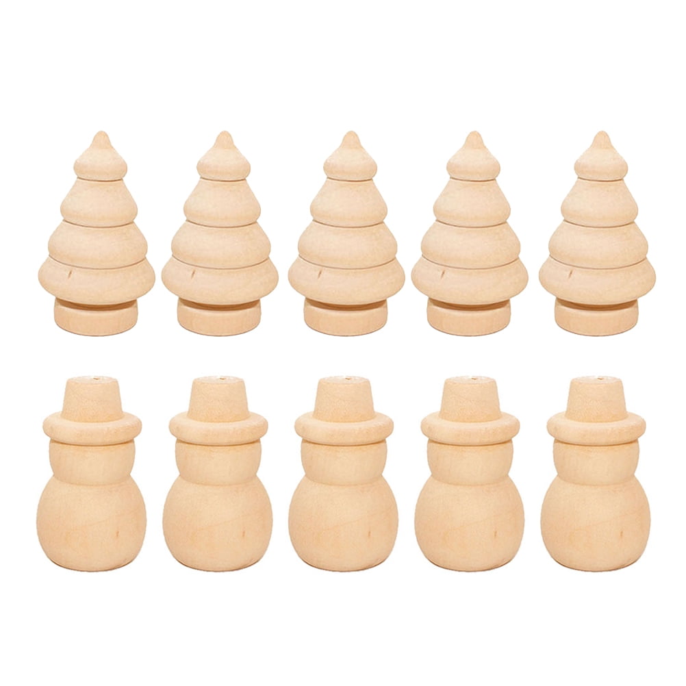 SWETRACE 20Pcs Diy Wooden Dolls Craft Mini Ornaments Light Yellow Snowman Figurines Miniature For Children - Image 6