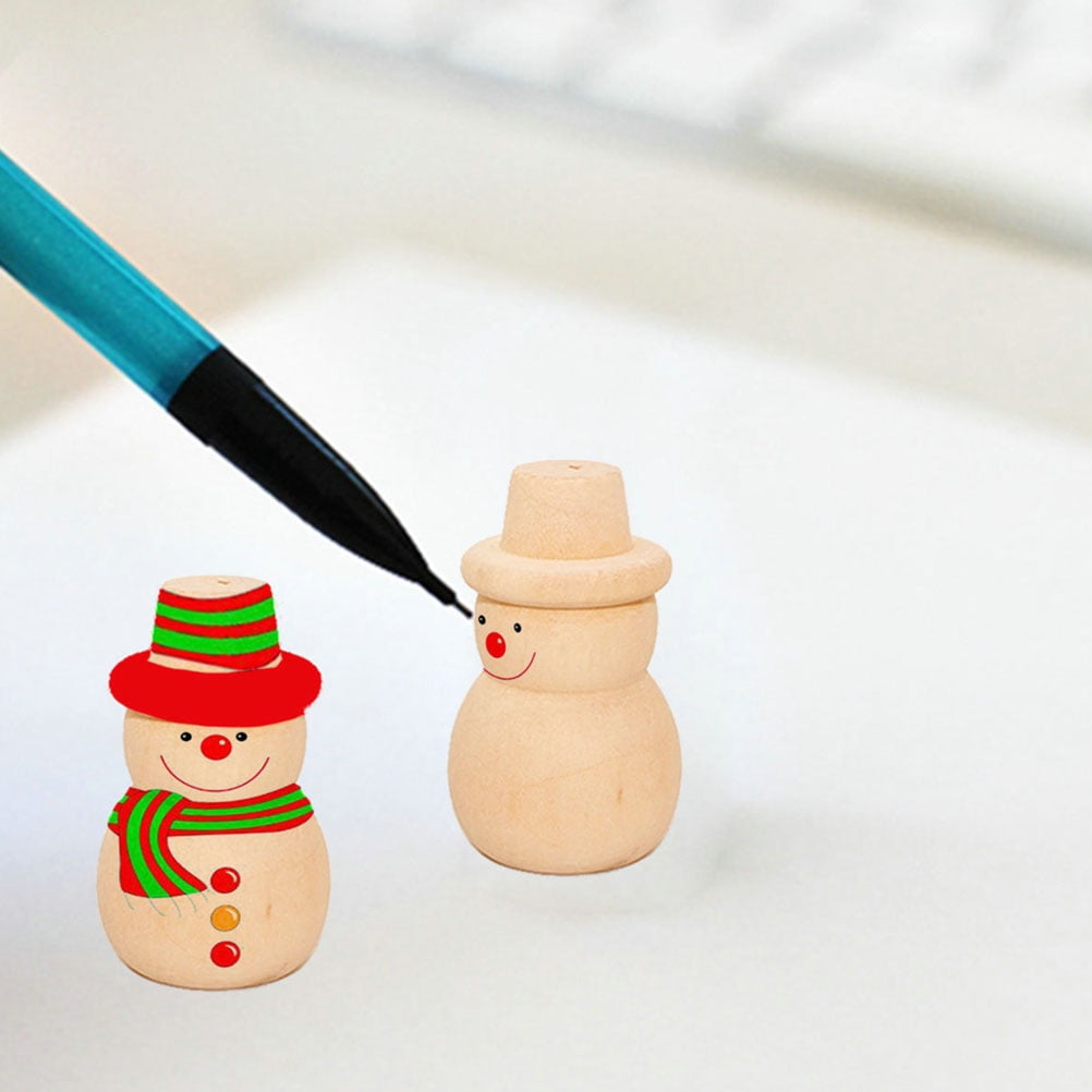 SWETRACE 20Pcs Diy Wooden Dolls Craft Mini Ornaments Light Yellow Snowman Figurines Miniature For Children - Image 7
