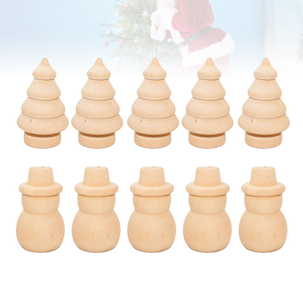 SWETRACE 20Pcs Diy Wooden Dolls Craft Mini Ornaments Light Yellow Snowman Figurines Miniature For Children - Image 8