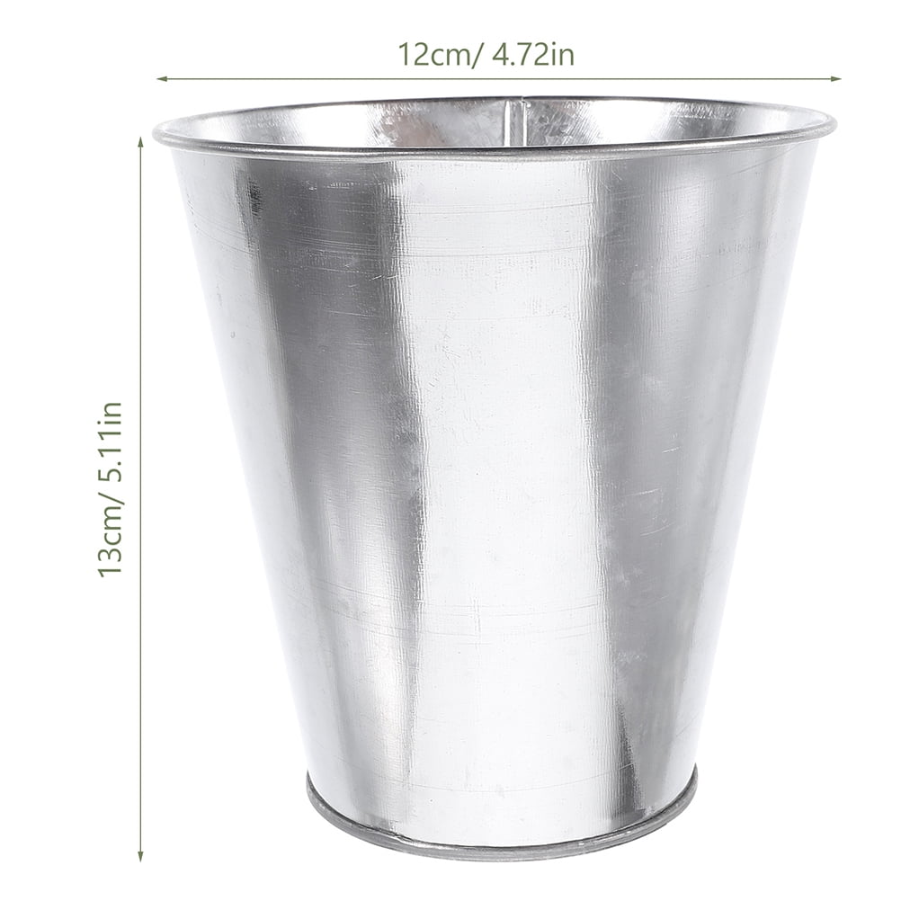 SWETRACE 3Pcs Round Silver Flower Bucket for Floral Arrangement 12X5.1in Iron Material - Image 2