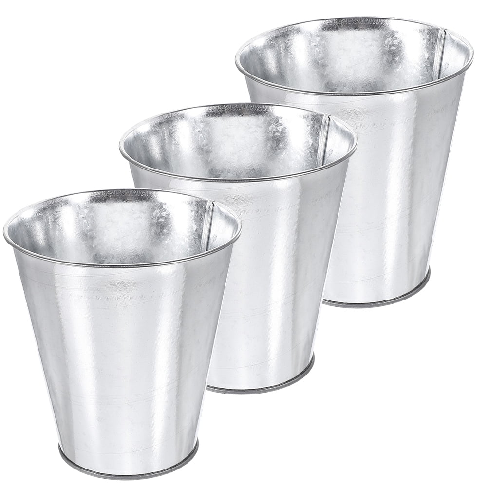 SWETRACE 3Pcs Round Silver Flower Bucket for Floral Arrangement 12X5.1in Iron Material - Image 7