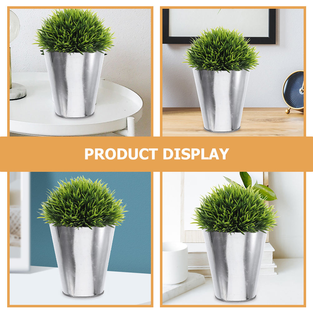SWETRACE 3Pcs Round Silver Flower Bucket for Floral Arrangement 12X5.1in Iron Material - Image 8
