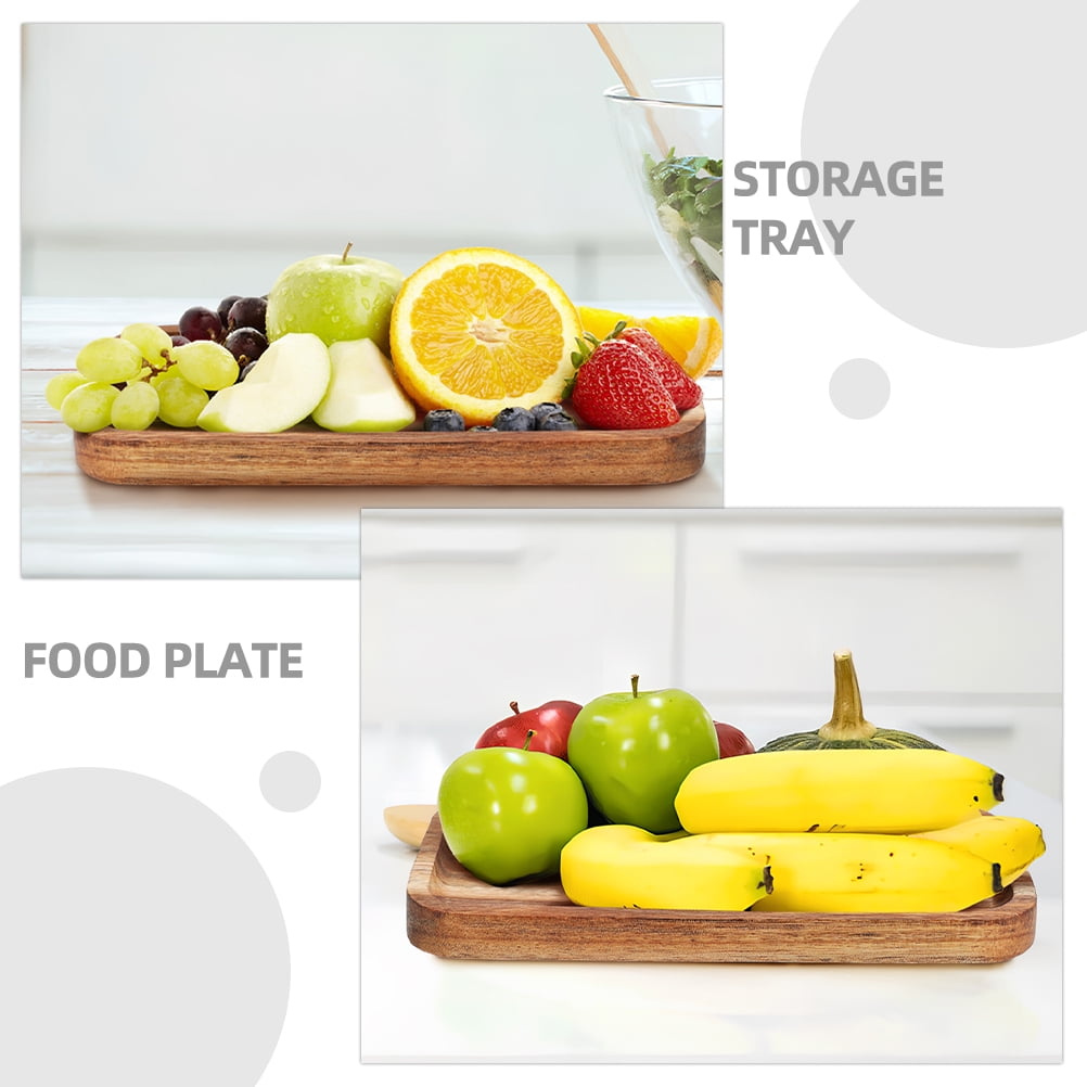 SWETRACE Wood Fruit Tray Wooden Tray Multi-Color 2Set - Image 5
