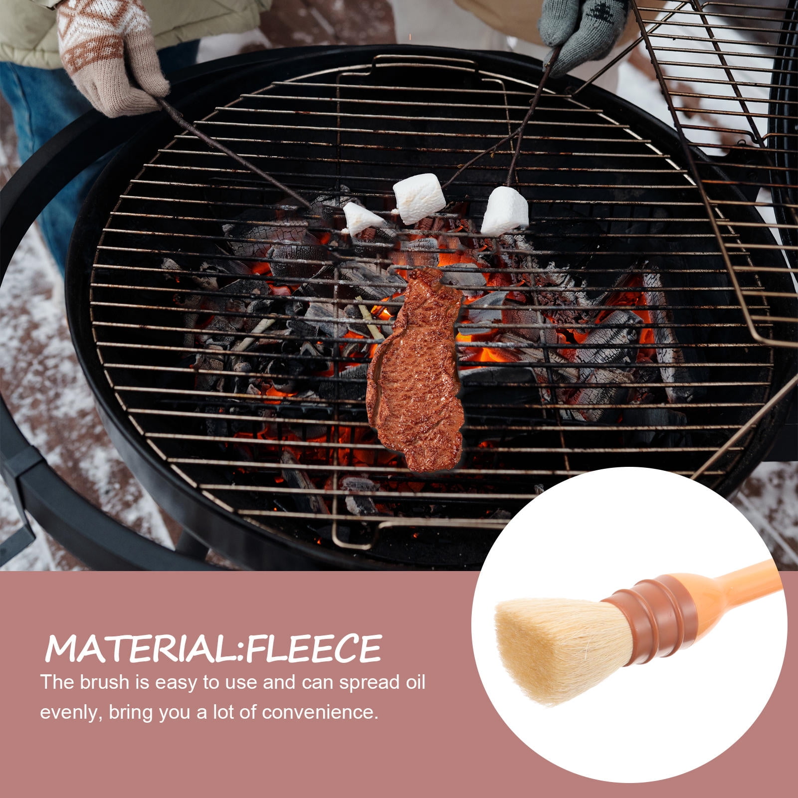 SWETRACE 1Set Round Bristles Basting Brush Baking Basting Brush for Outdoor Use - Image 6