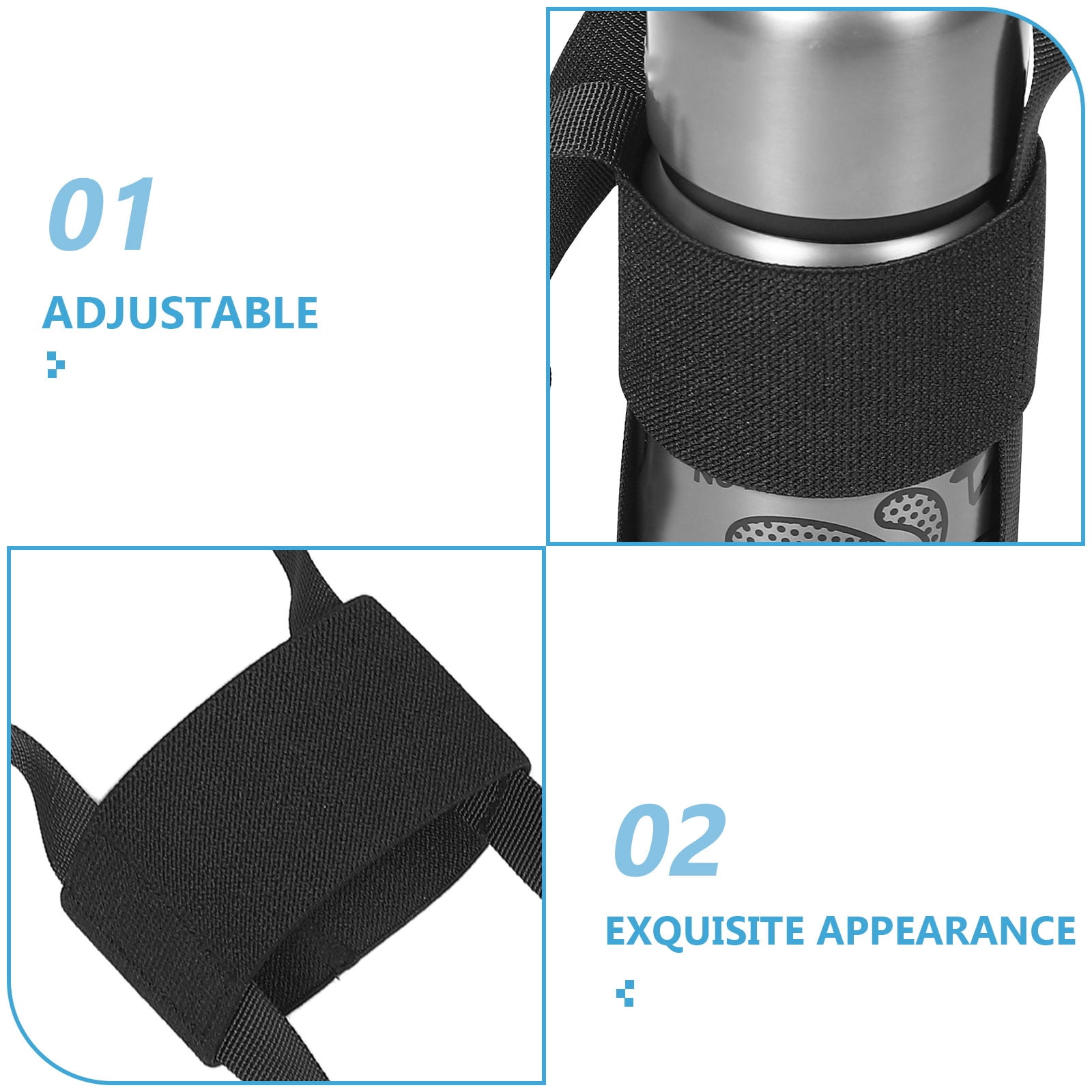 SWETRACE 1Set Adjustable Strap for Water Bottle in Black Polyester Ideal for Outdoor Activities 27.51X4.13X0.39in - Image 3