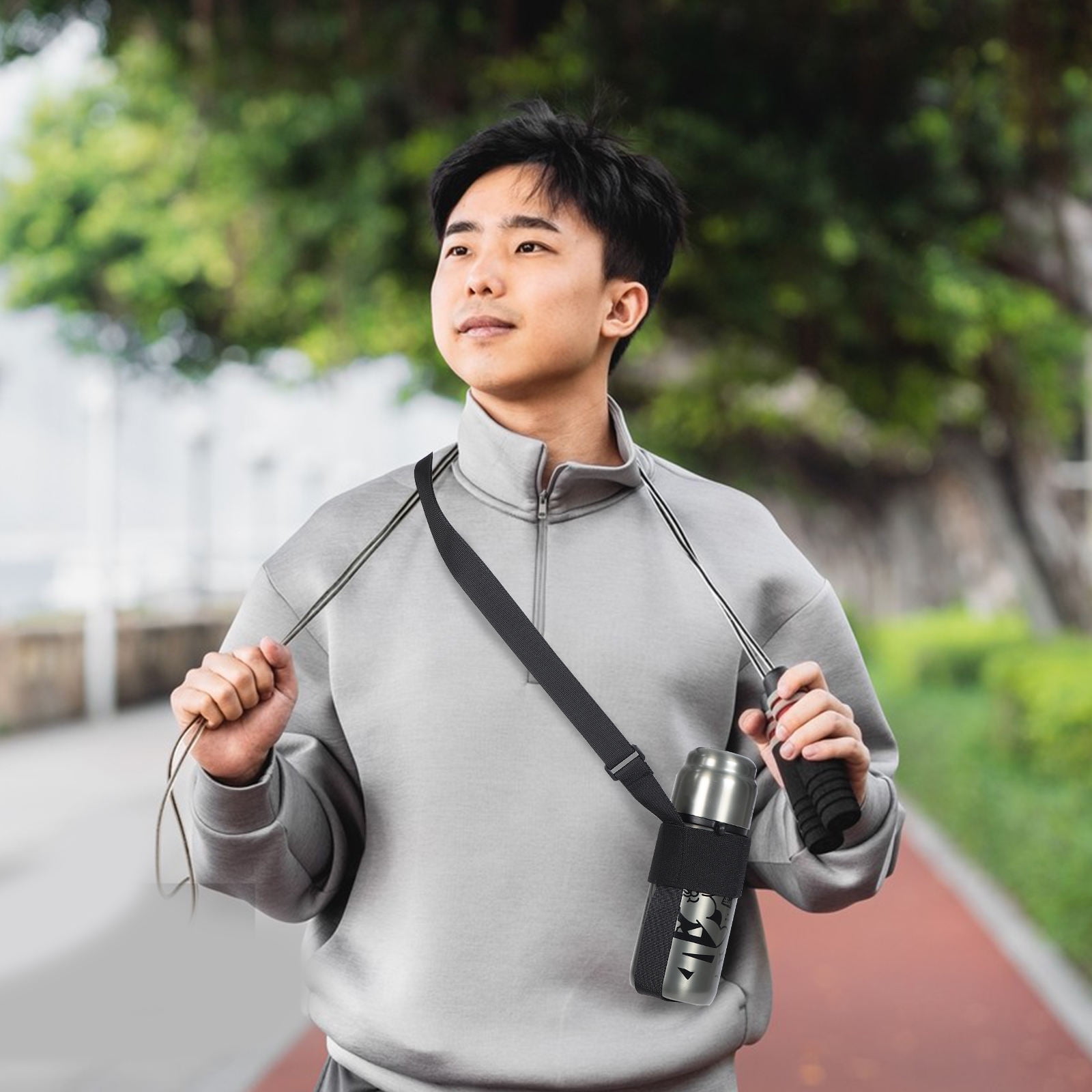 SWETRACE 1Set Adjustable Strap for Water Bottle in Black Polyester Ideal for Outdoor Activities 27.51X4.13X0.39in - Image 8