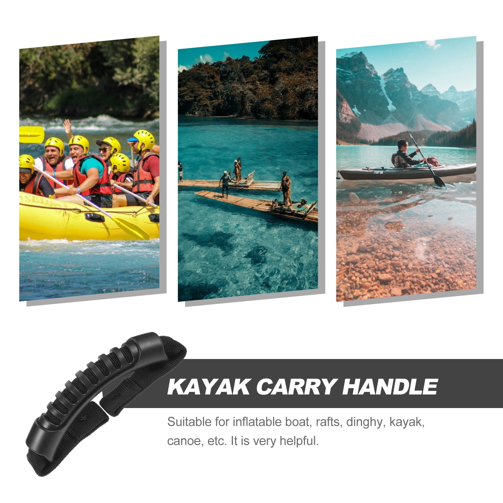 SWETRACE 1Pcs Ergonomic Contour Black Rubber Kayak Handle for Inflatable Boat Outdoor Use - Image 2