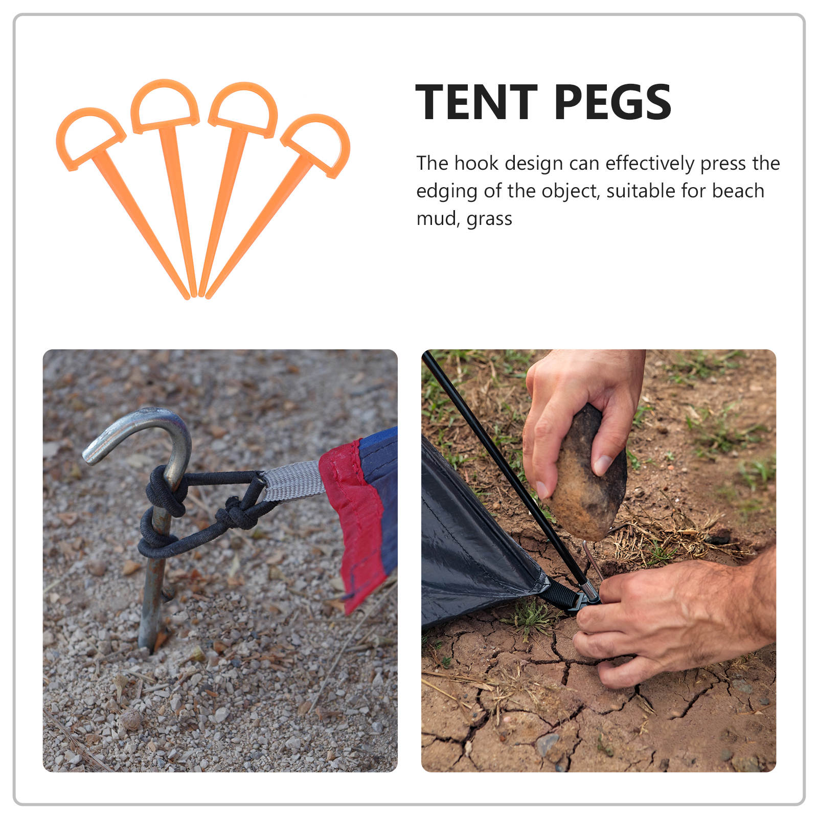 SWETRACE 4Pcs Ground Stakes in Orange Plastic for Tents and Outdoor Gear 3.5in - Image 5