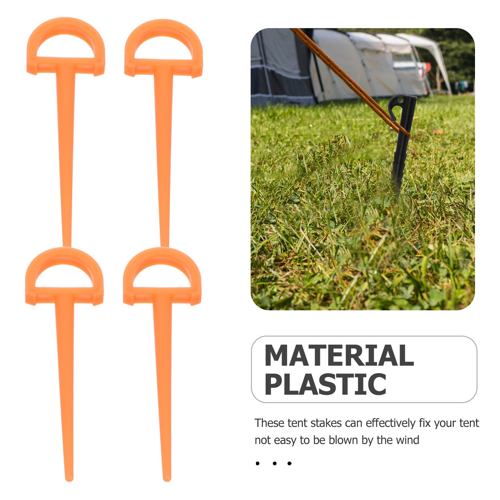 SWETRACE 4Pcs Ground Stakes in Orange Plastic for Tents and Outdoor Gear 3.5in - Image 7