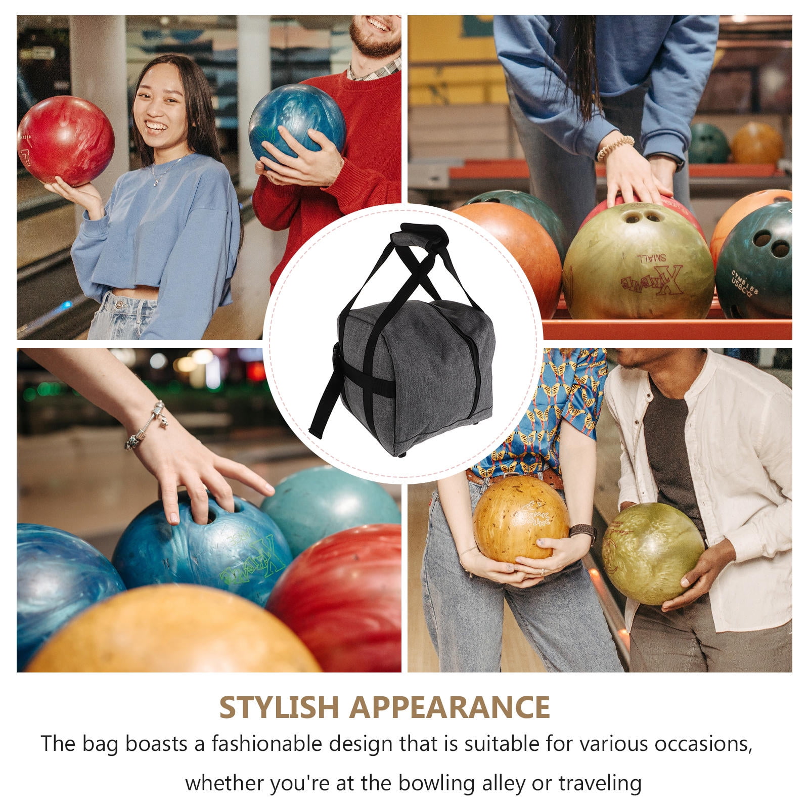 SWETRACE Single Ball Bowling Bag 1Pcs Grey Polyester with Ball Protection Feature for .7x8.7x8.7in - Image 3