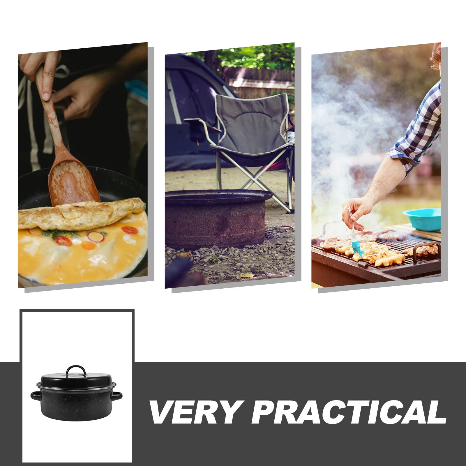 SWETRACE Iron Covered Roaster Pan With Lid Daily Use For Households 10.6X9.4X6.9In - Image 8