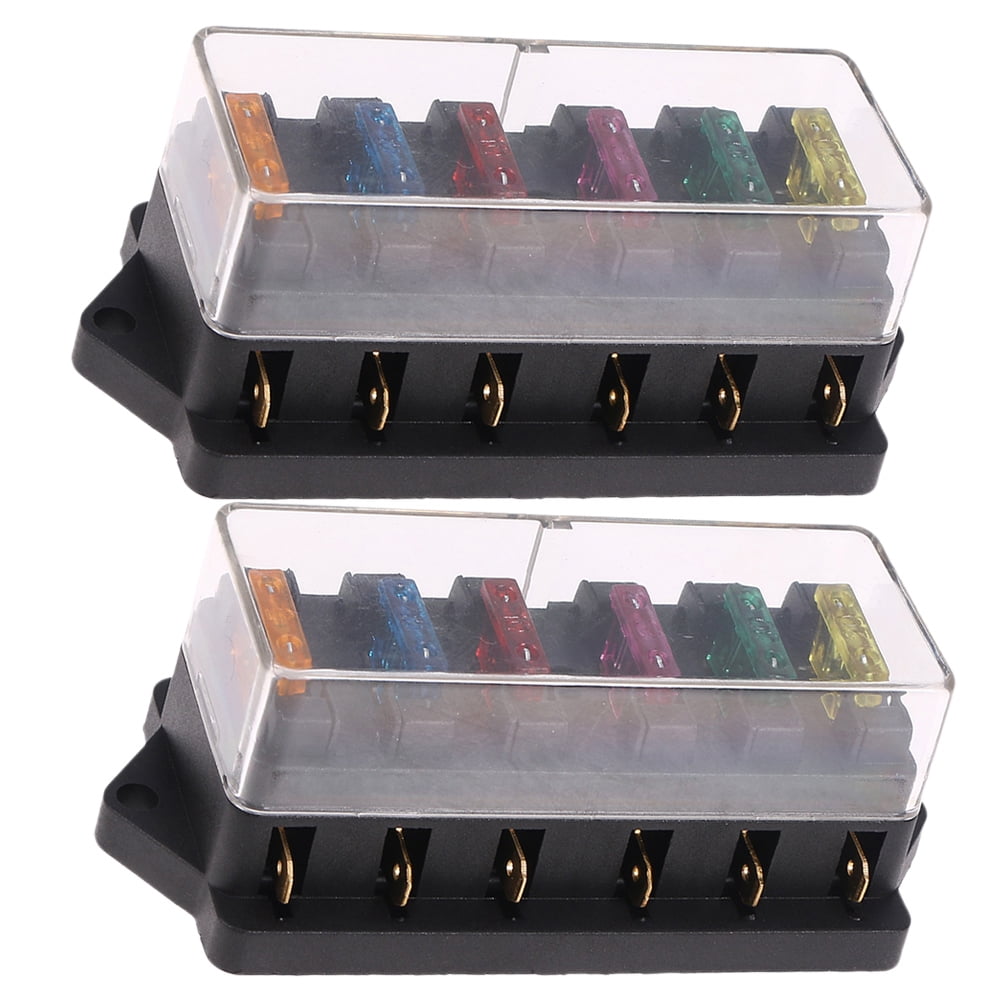 SWETRACE 2Pcs Metal 6 Way Fuse Holder for Vehicle Maintenance Electrical Installation Car Fuse Accessory 4.3x2.0x1.7in - Image 1