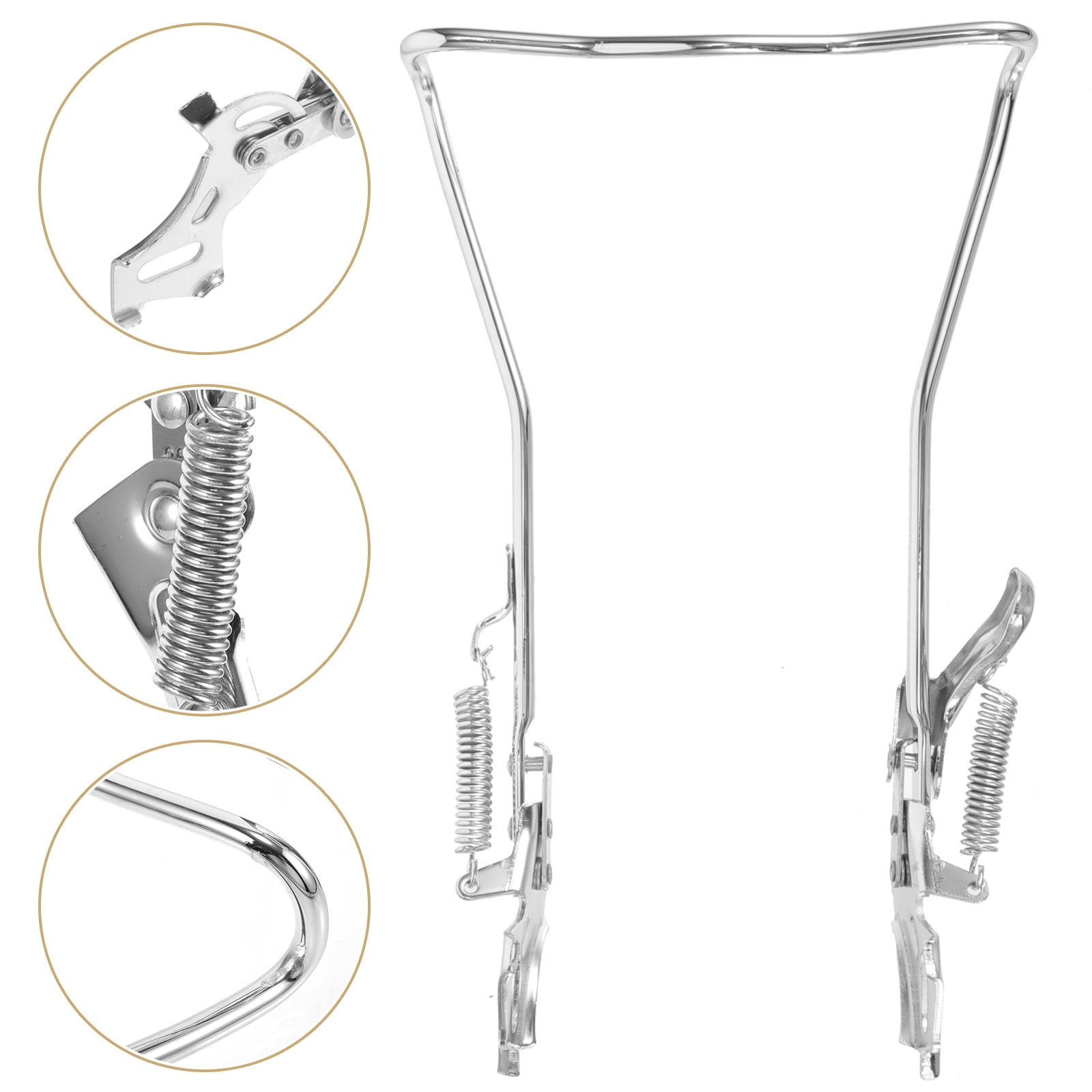 SWETRACE 1Set Steel Silver Double Legged Bike Kickstand for Stable Support Non Slip Feet Quick Adjustment 14.6x10x0.4in - Image 1