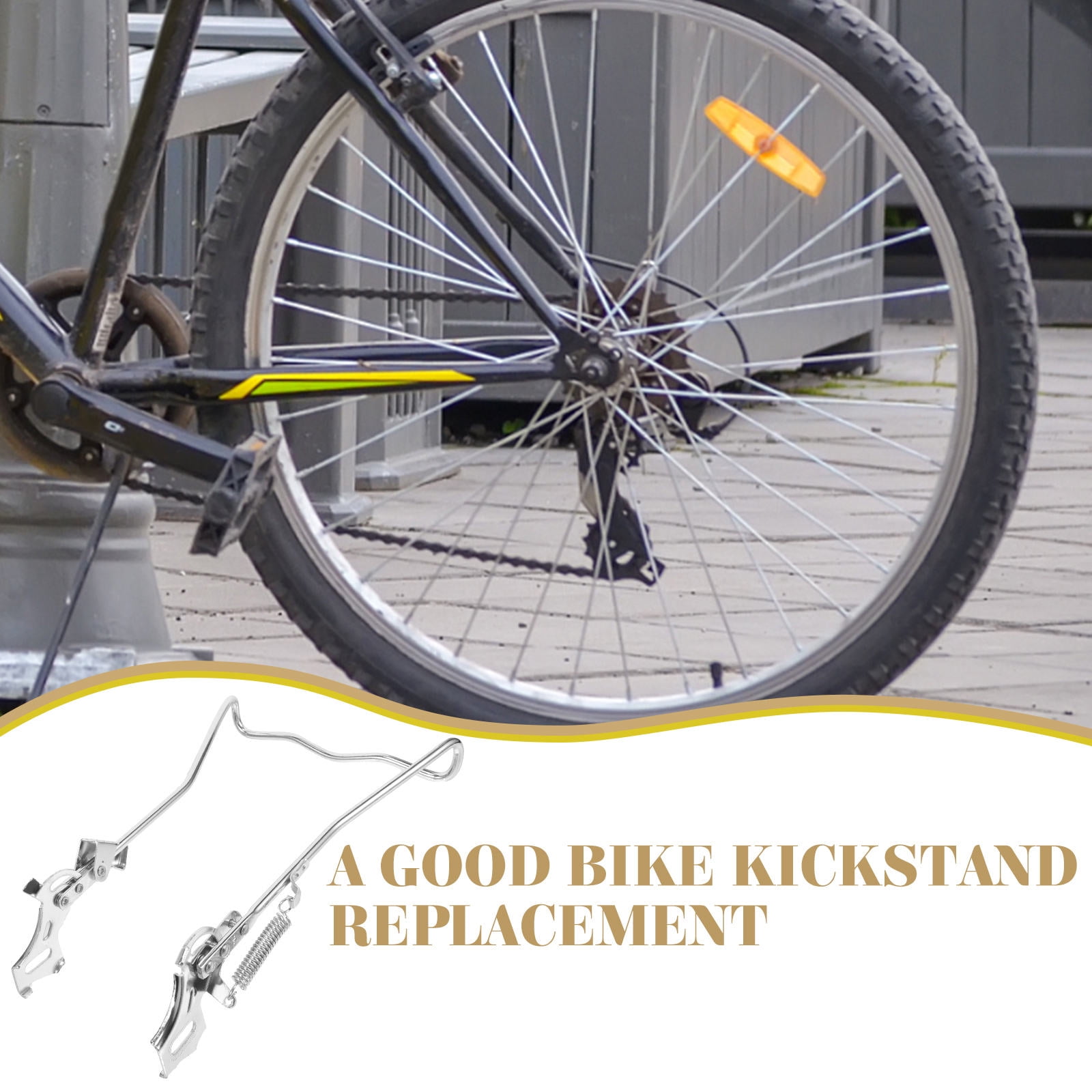 SWETRACE 1Set Steel Silver Double Legged Bike Kickstand for Stable Support Non Slip Feet Quick Adjustment 14.6x10x0.4in - Image 3