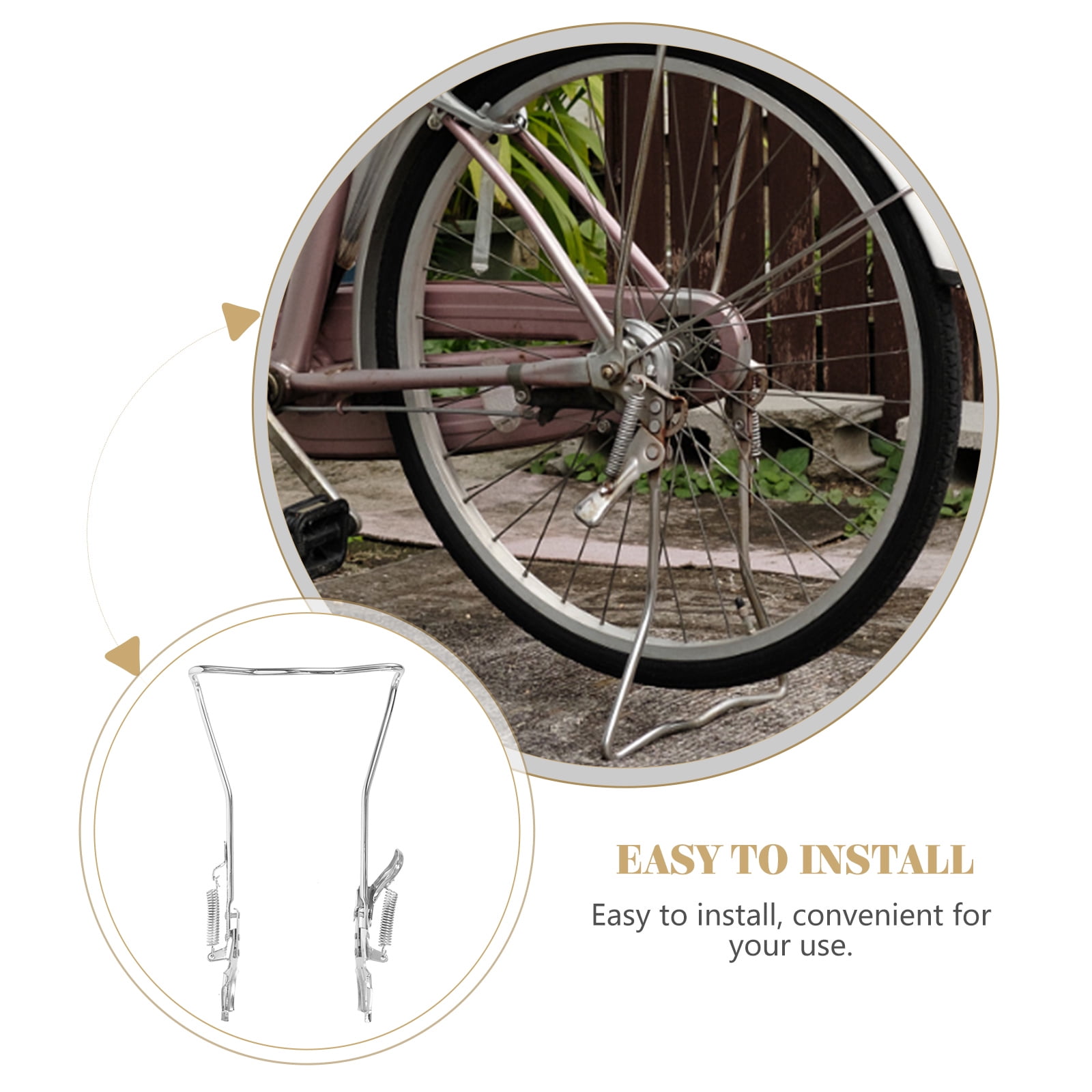 SWETRACE 1Set Steel Silver Double Legged Bike Kickstand for Stable Support Non Slip Feet Quick Adjustment 14.6x10x0.4in - Image 6