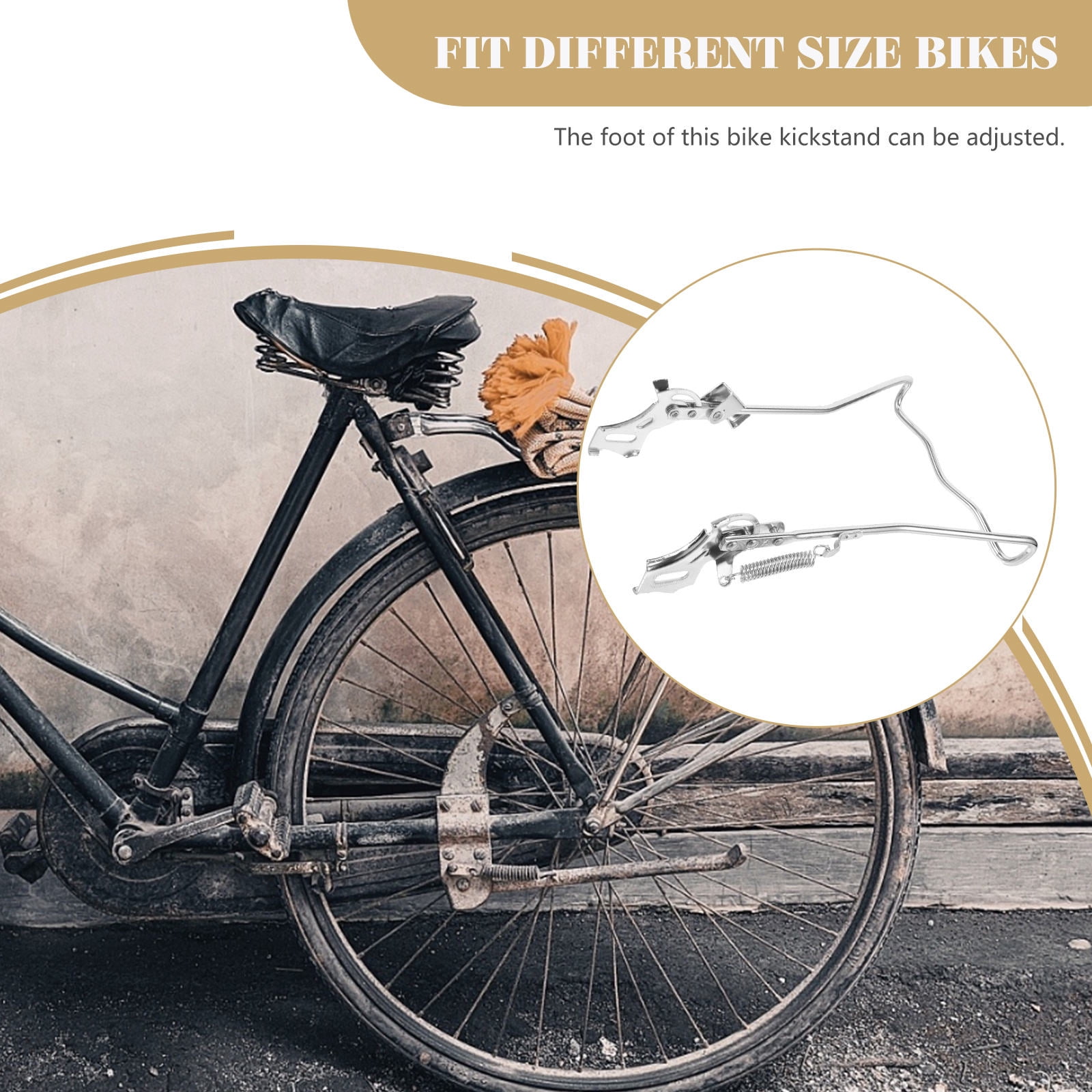 SWETRACE 1Set Steel Silver Double Legged Bike Kickstand for Stable Support Non Slip Feet Quick Adjustment 14.6x10x0.4in - Image 8
