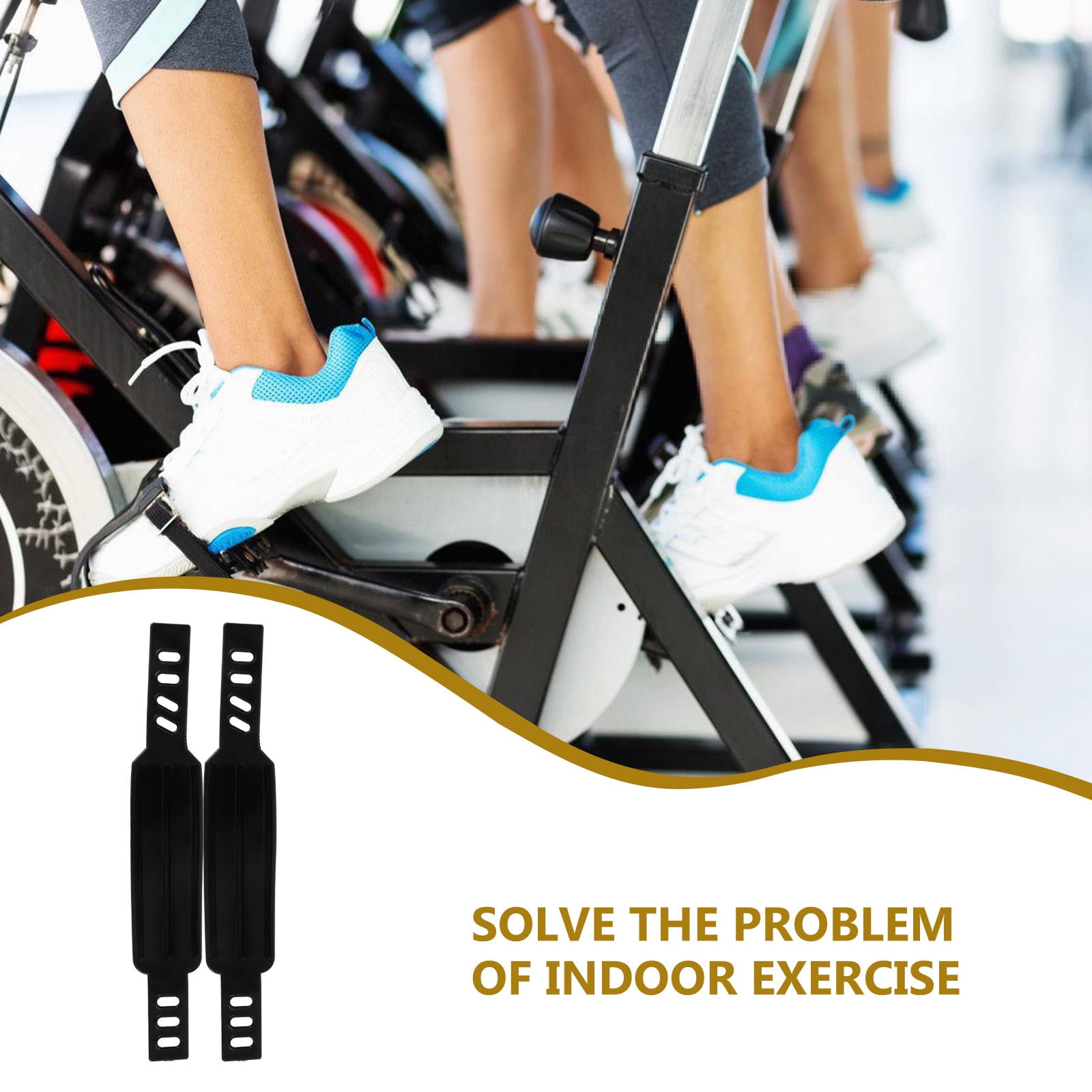 SWETRACE Rowing Machine Foot Straps Exercise Bike Pedal Straps Black 2Pcs Adjustable Design - Image 3