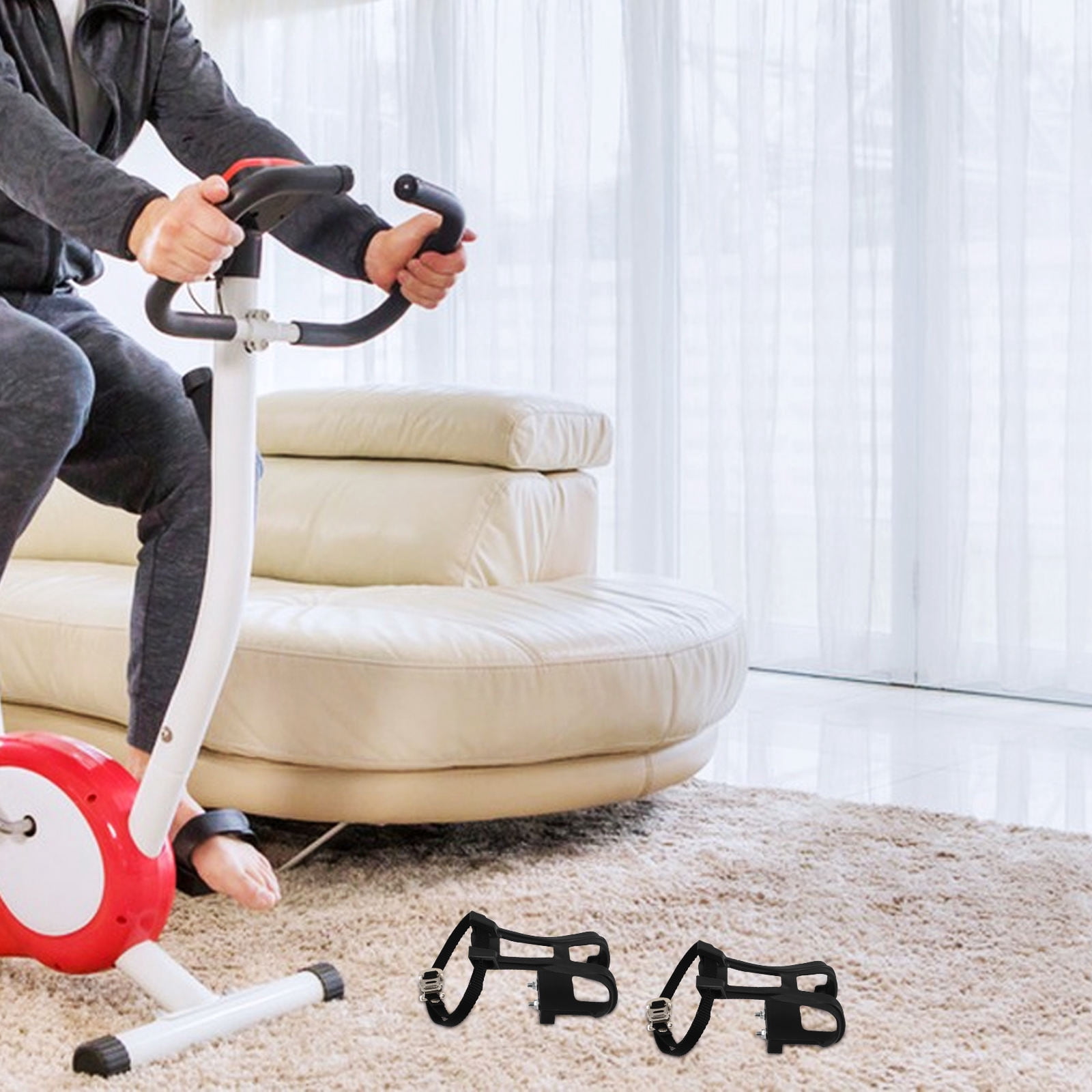 SWETRACE 2Pcs Bike Pedal Toe Cages And Straps Black for Secure Installation - Image 4