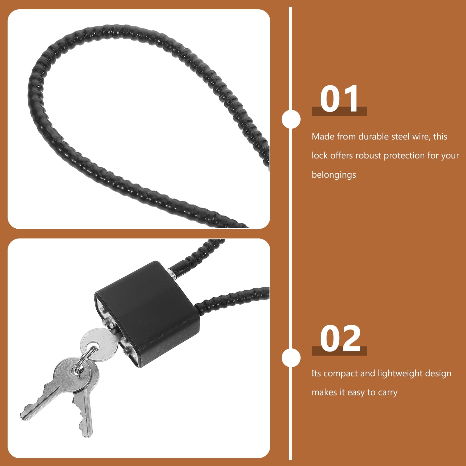 SWETRACE Bicycle Lock Cable Lock Steel Wire Black 1Pcs 5.9X2.5X0.8In - Image 3