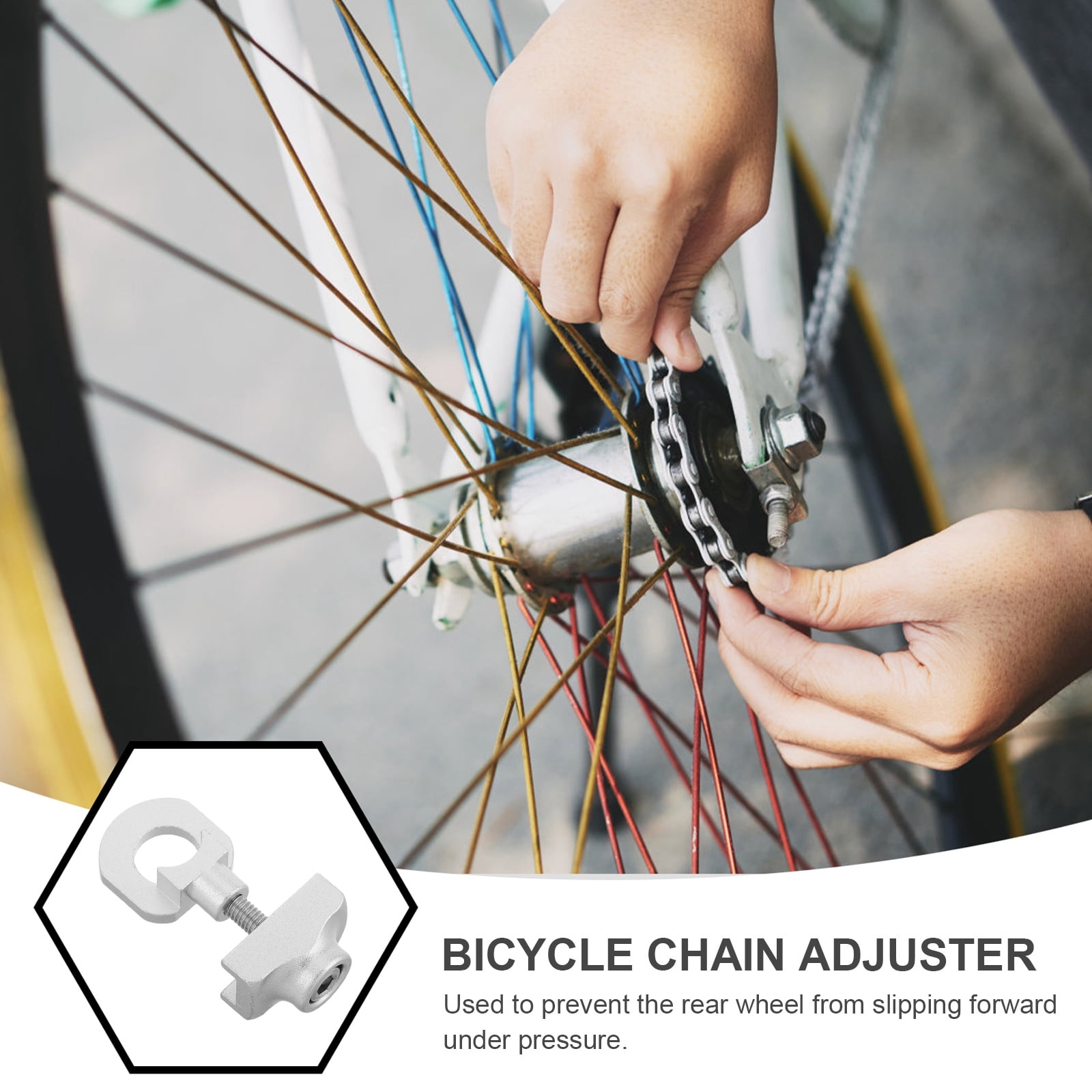 SWETRACE 1Set Mini Bike Chain Tensioner Aluminum Alloy Compact Design for Single-Speed Bicycles 1.4x0.8x0.7in - Image 3