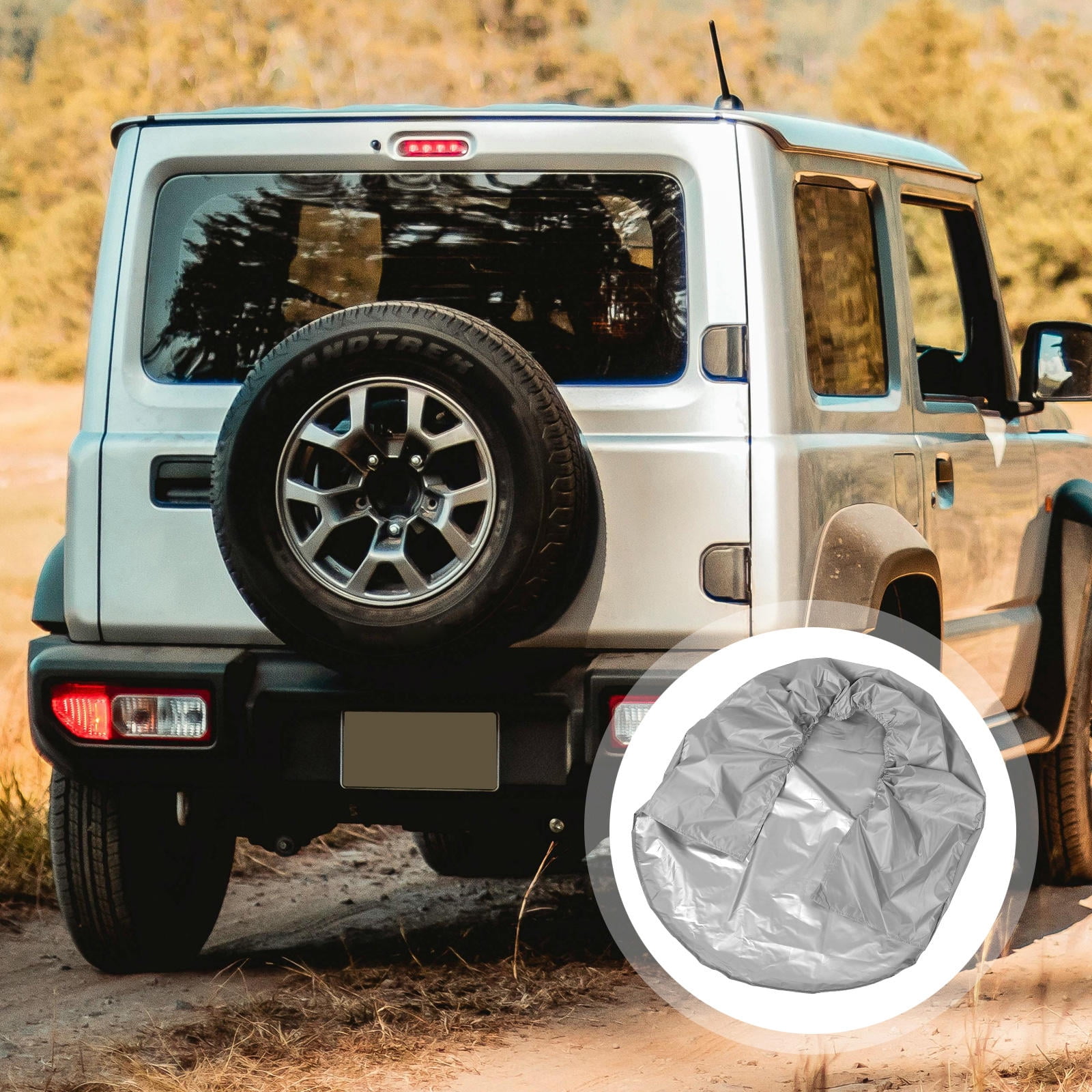 SWETRACE 1Pcs RV Spare Tire Cover in Grey Coated Polyester Prevents Cracking and Extends Lifespan - Image 5