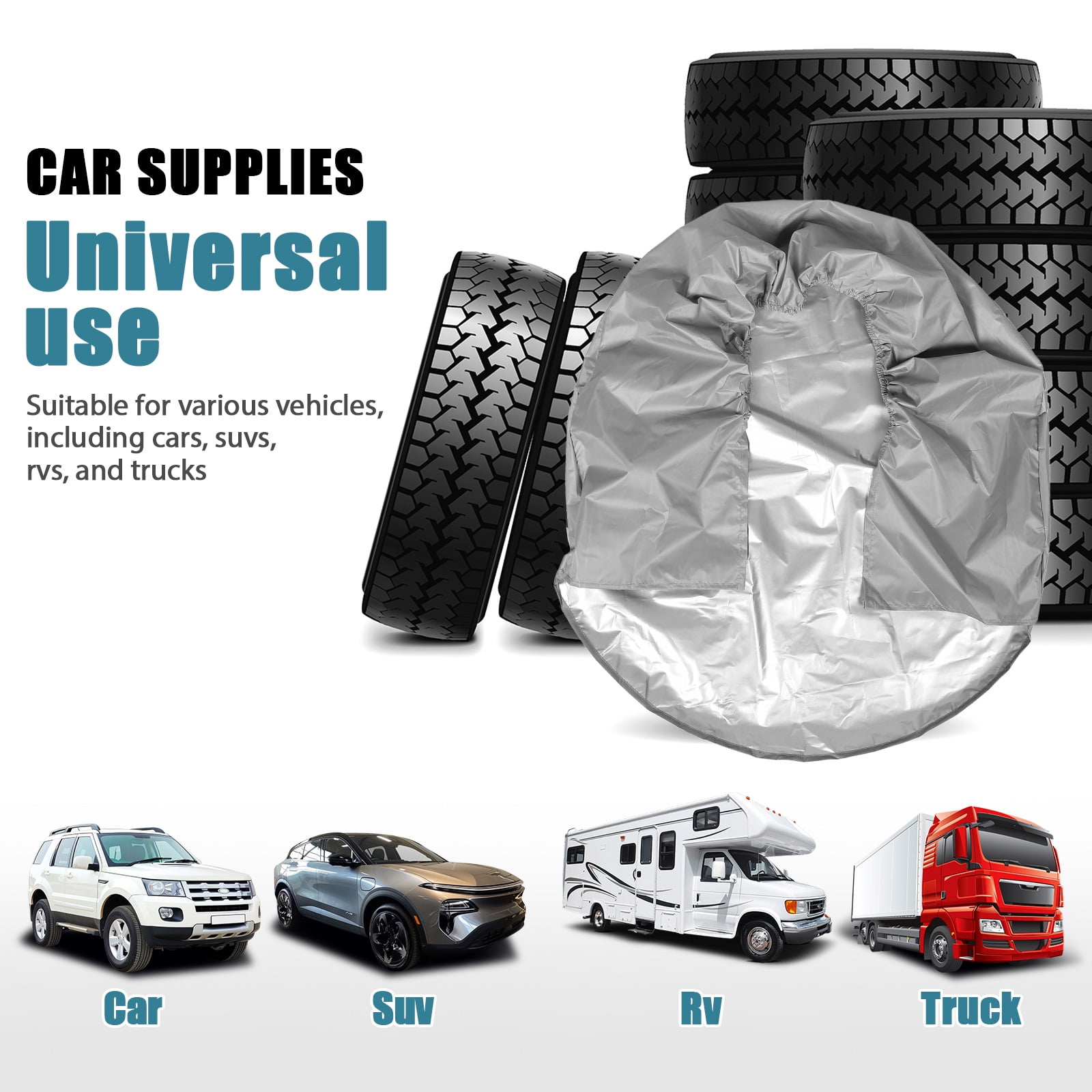 SWETRACE 1Pcs RV Spare Tire Cover in Grey Coated Polyester Prevents Cracking and Extends Lifespan - Image 7