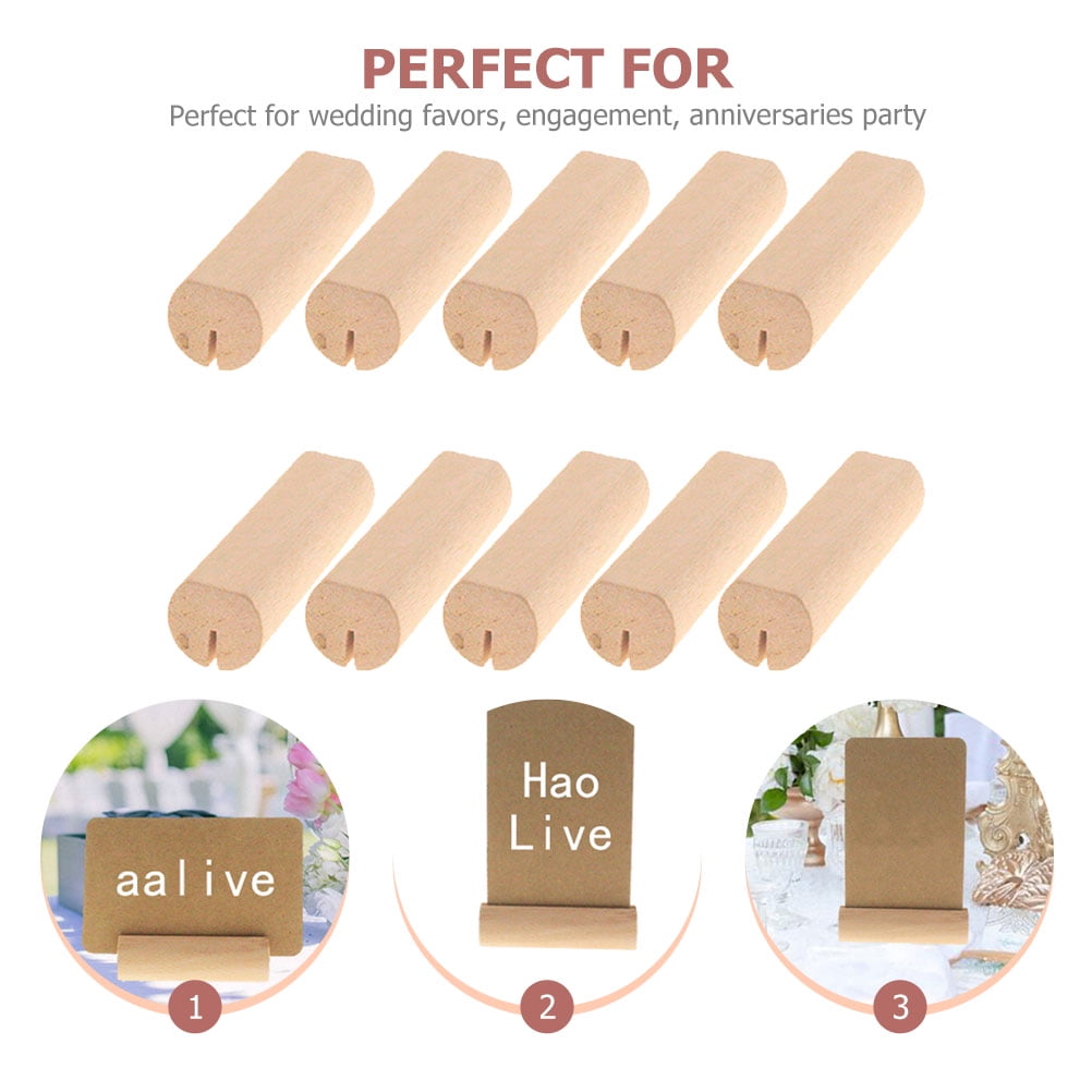 SWETRACE 10Pcs Wood Small Cards Holders Khaki Rectangular Slit for Home Decor Party Supplies - Image 6