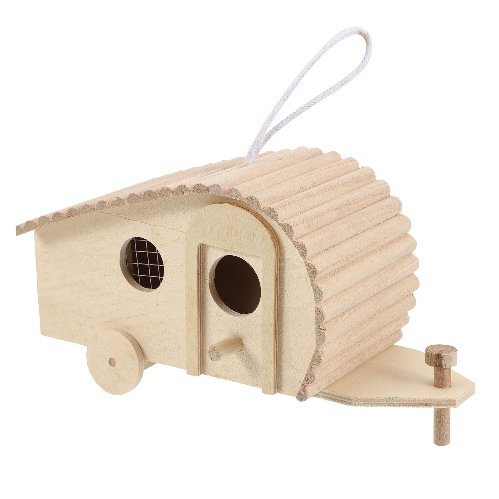 SWETRACE 1Pack Wooden Bird Feeder House Natural Wood Design for Garden Outdoor Birds - Image 1