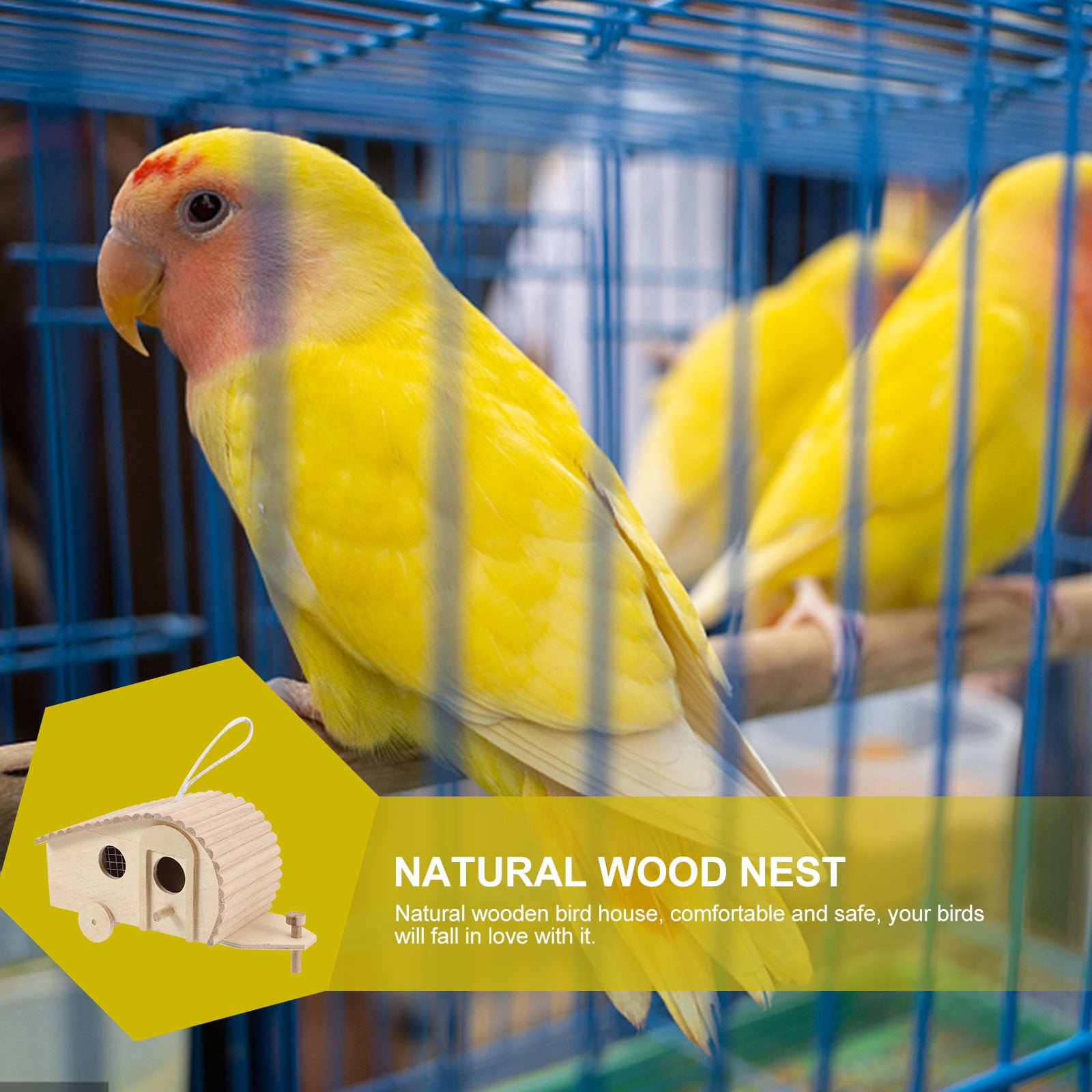 SWETRACE 1Pack Wooden Bird Feeder House Natural Wood Design for Garden Outdoor Birds - Image 2
